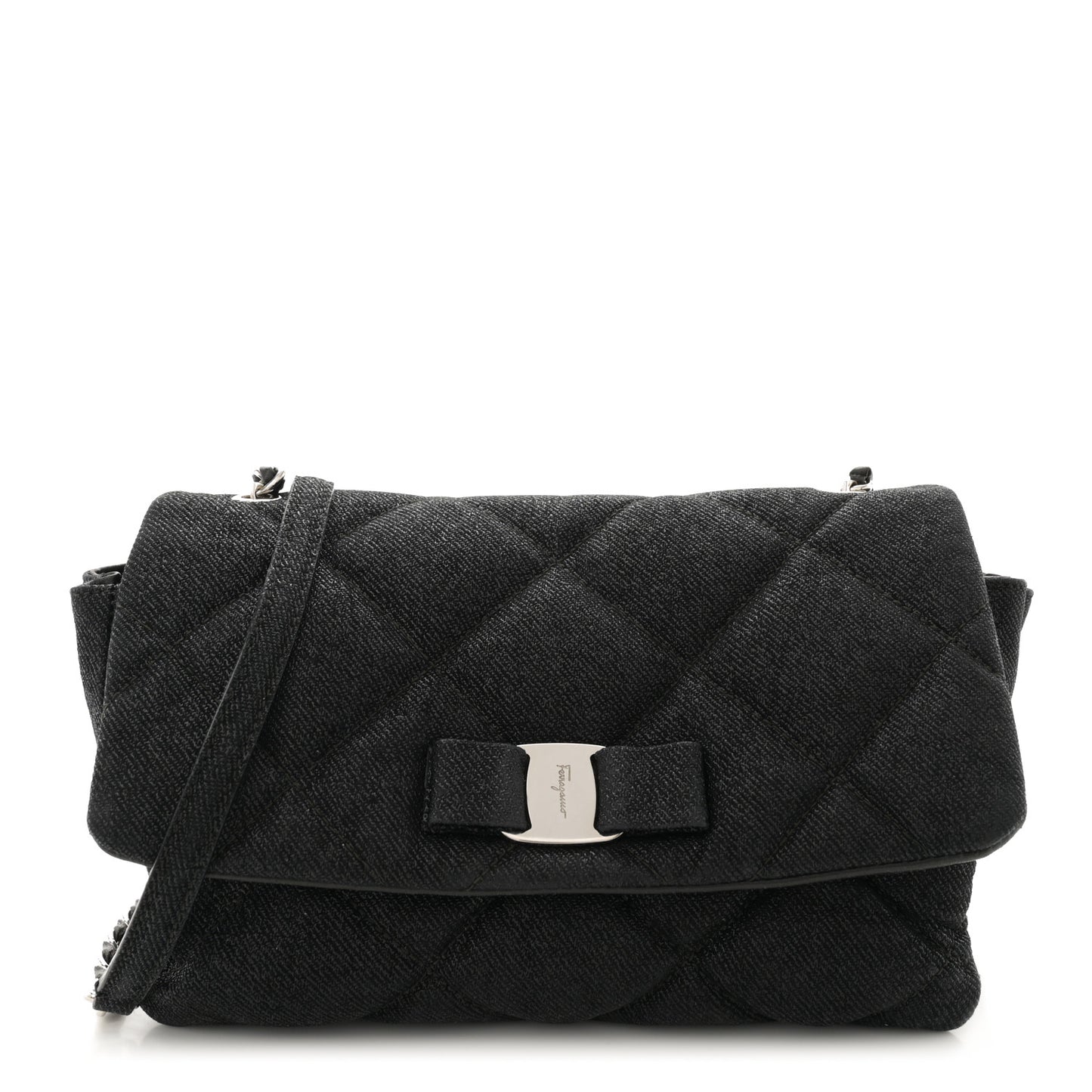 Shiny Canvas Quilted Gelly Bag Black