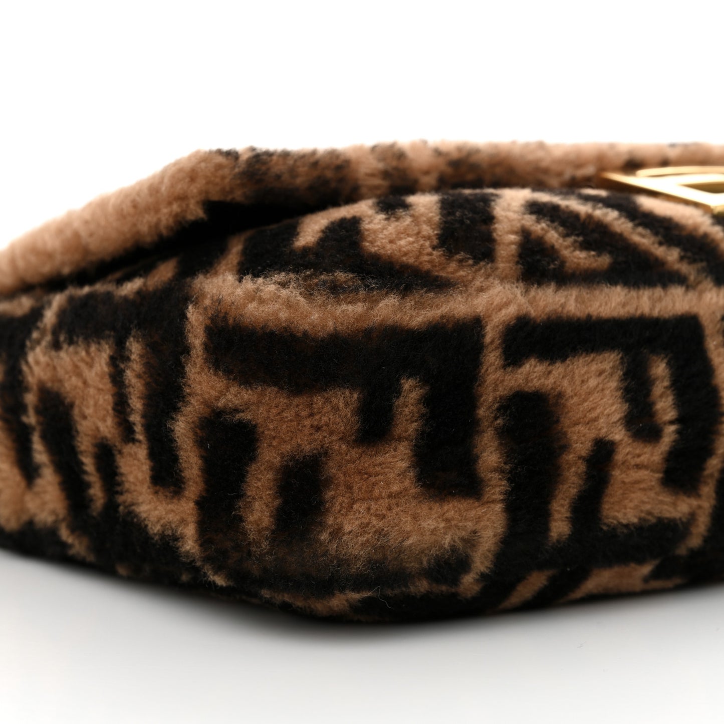 Shearling Vitello Dolce Macro FF 1974 Large Baguette Tobacco Black