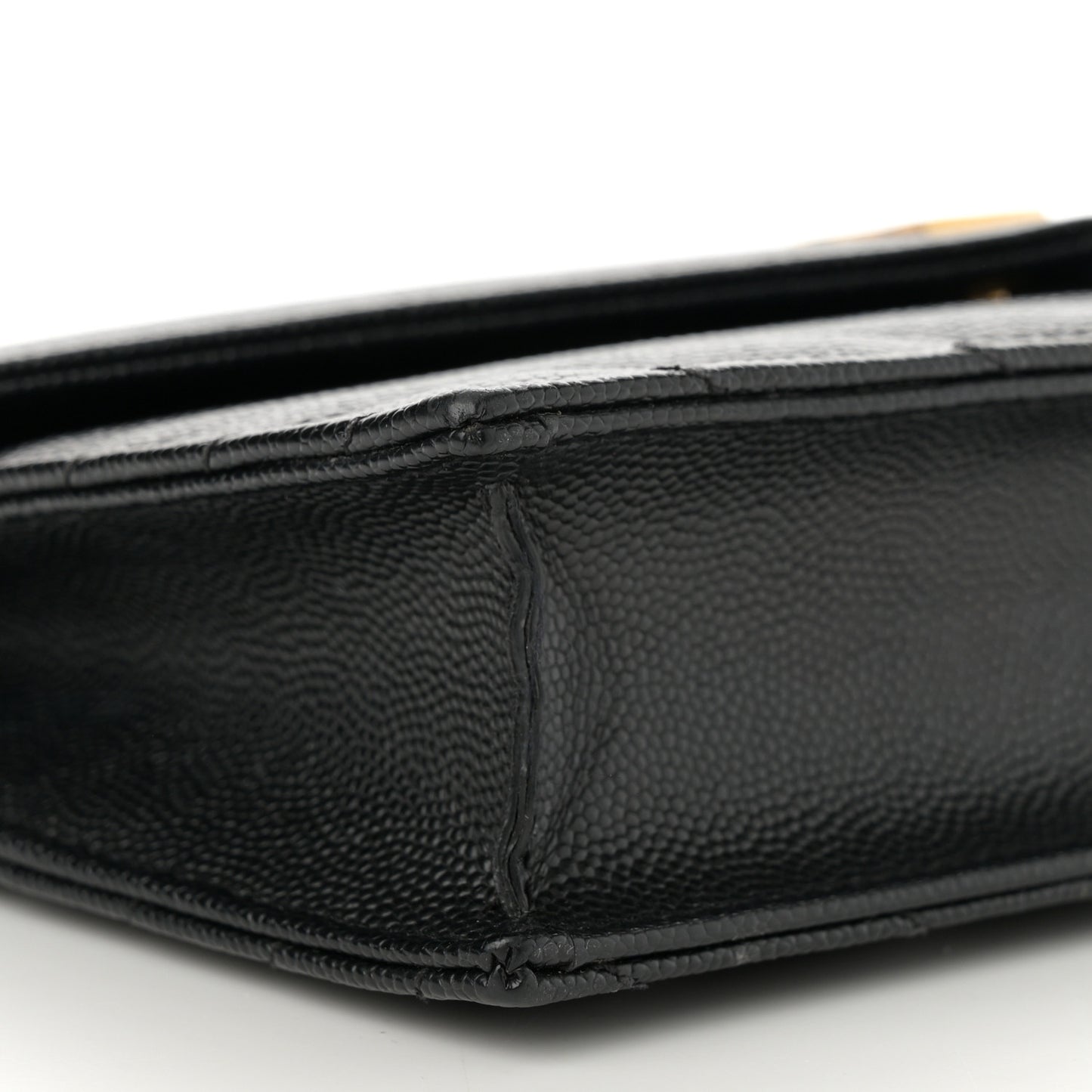 Grain De Poudre Matelasse Chevron Monogram Envelope Chain Wallet Black