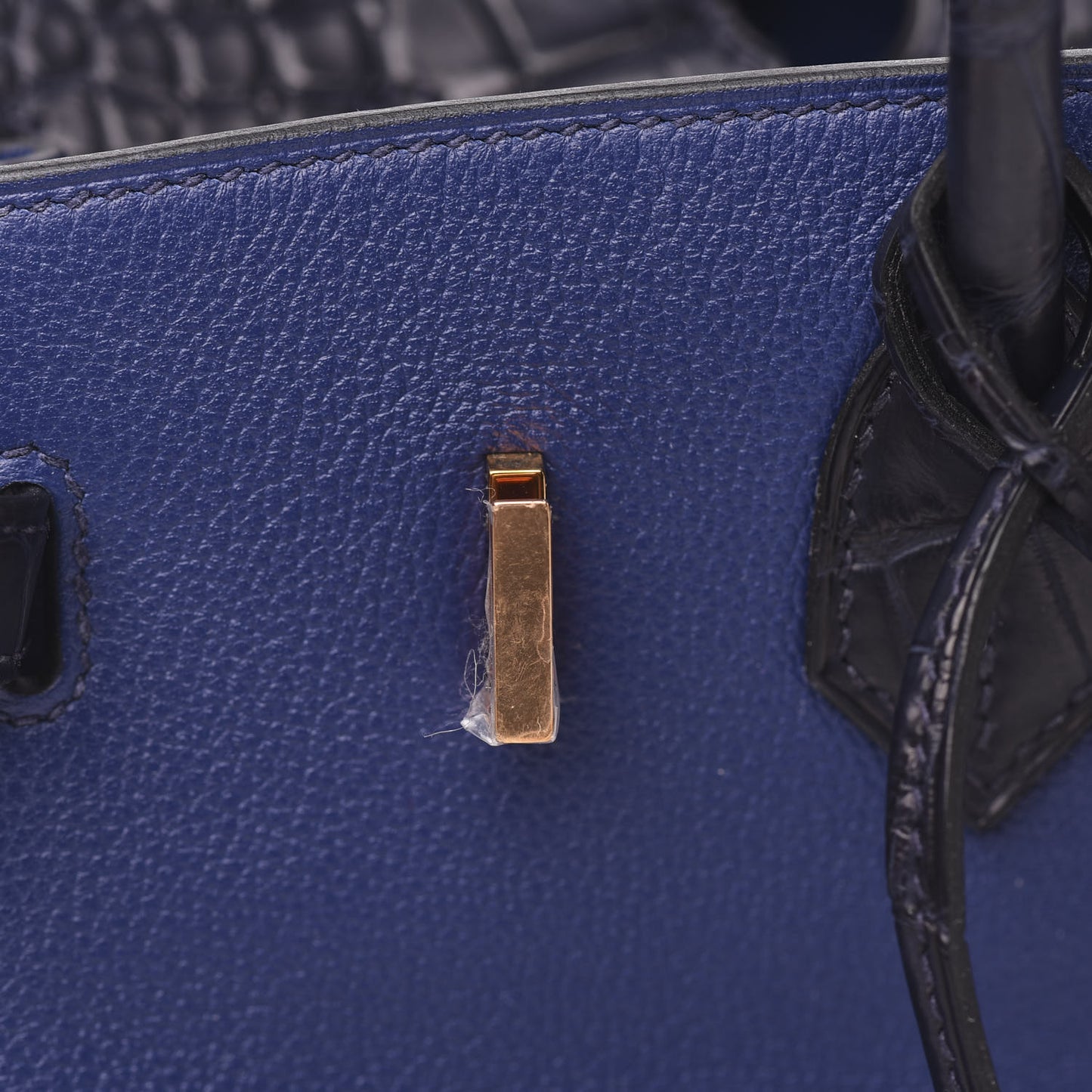 Taurillon Novillo Matte Alligator Birkin Touch 25 Bleu Saphir Marine