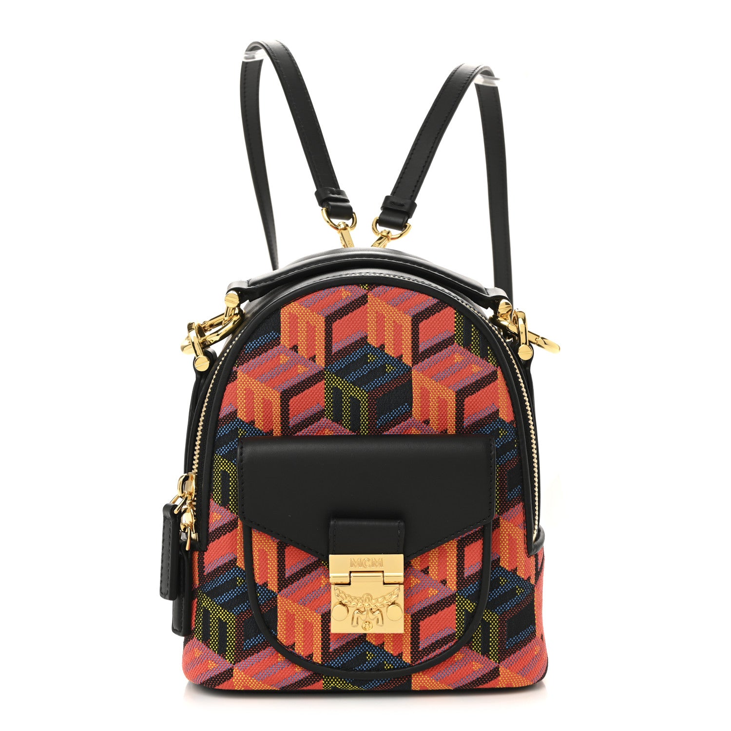 MCM Jaquard Cubic Monogram Rockstar X-Mini Tracy Backpack