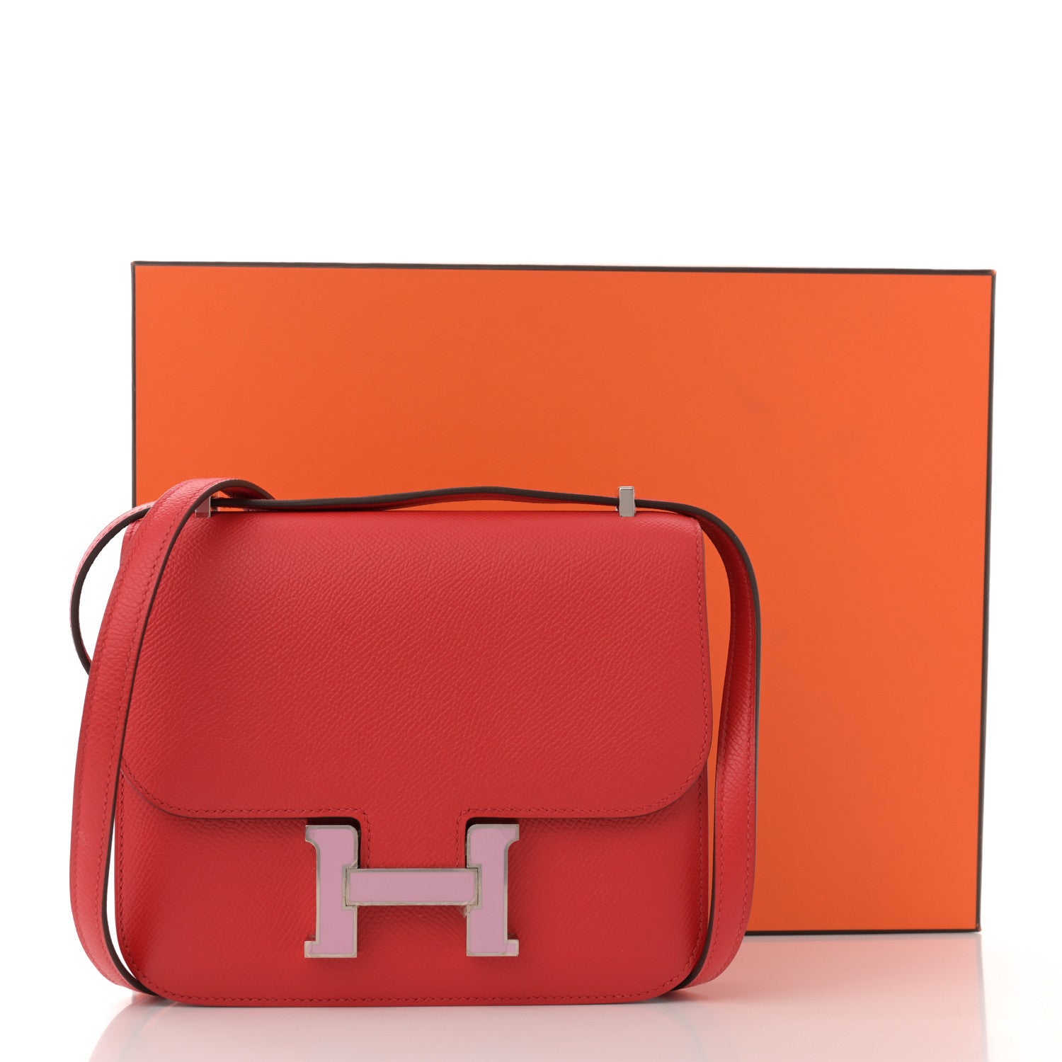 Hermes Epsom Enamel Constance 18 Rouge de Coeur Mauve Sylvestre 11 of 11