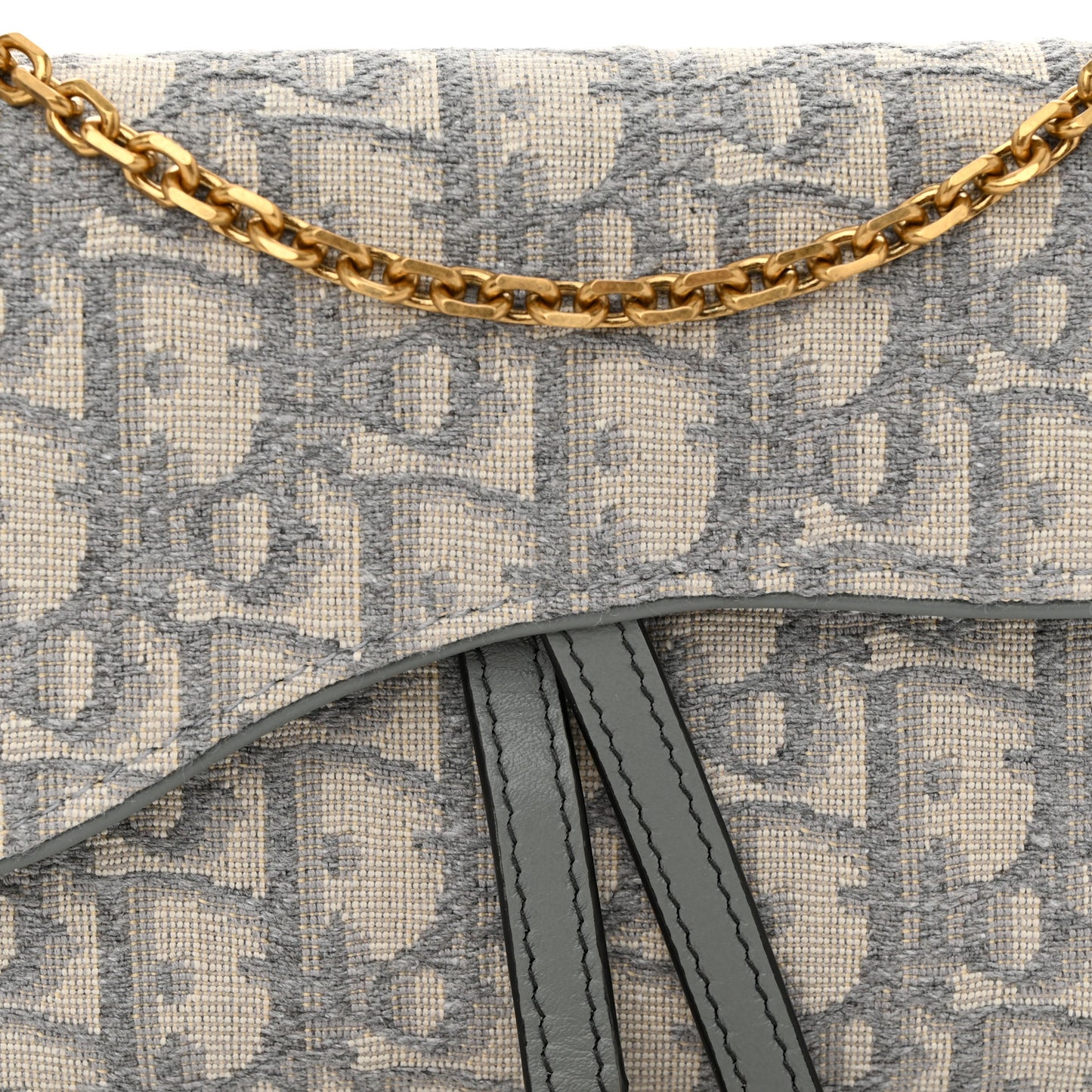 Oblique Saddle Chain Long Wallet Grey