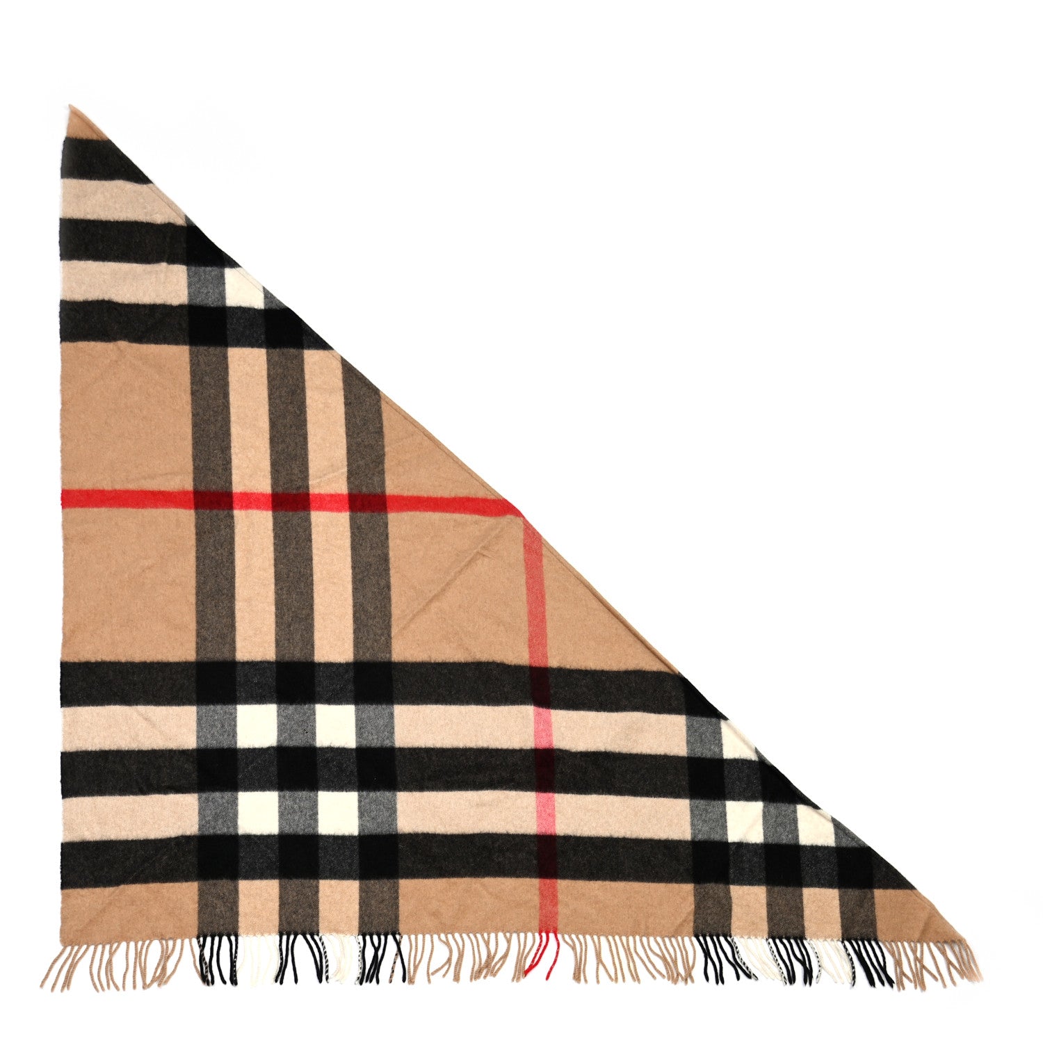 Burberry Cashmere Check Triangle Bandana Scarf Camel 859623