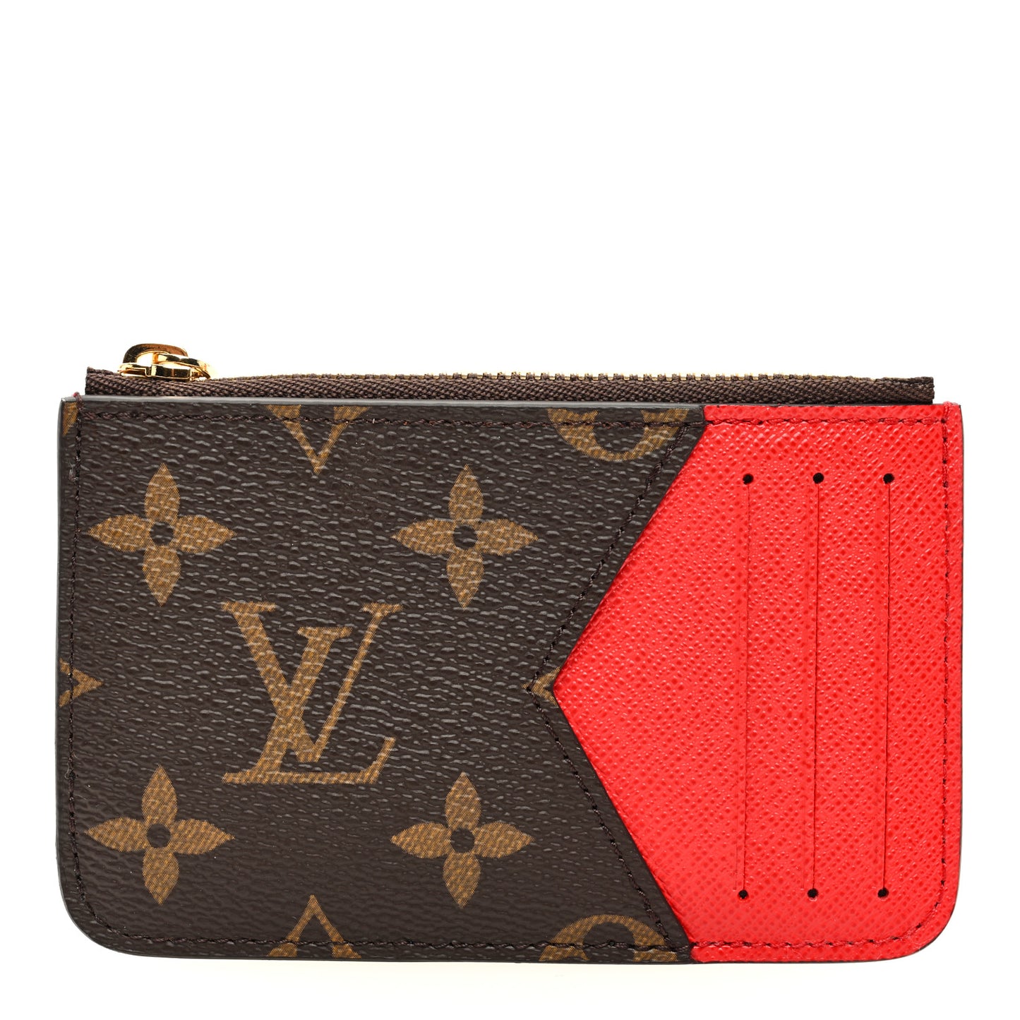 Monogram Zipped Romy Card Holder Red