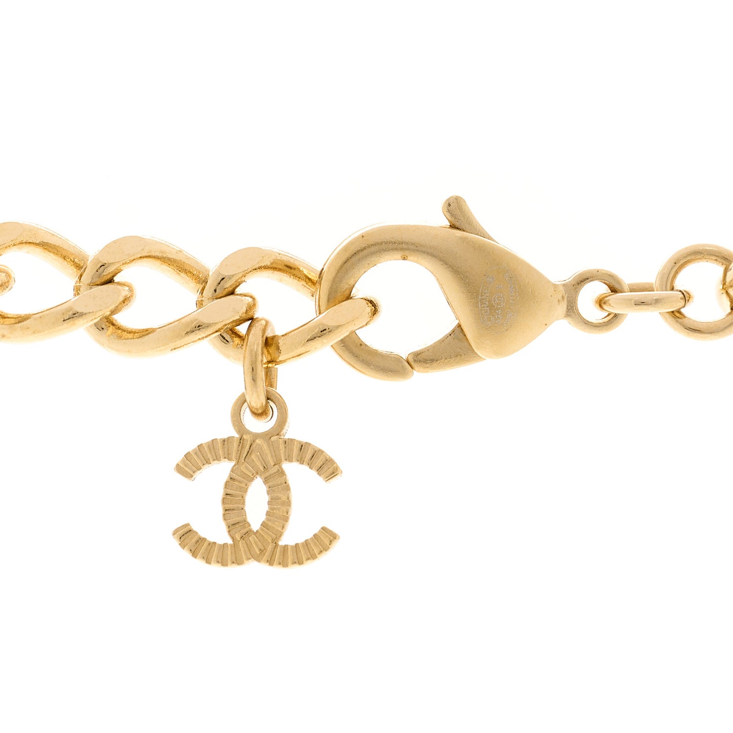 Metal Crystal CC Long Necklace Gold