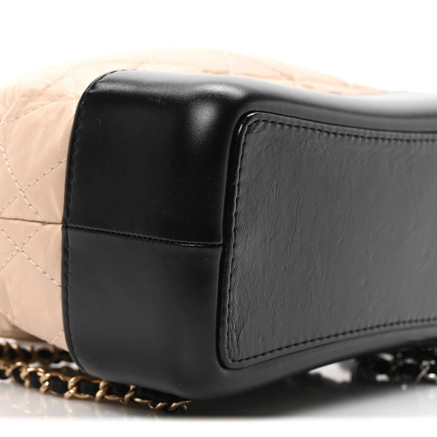 Aged Calfskin Quilted Small Gabrielle Backpack Beige Black