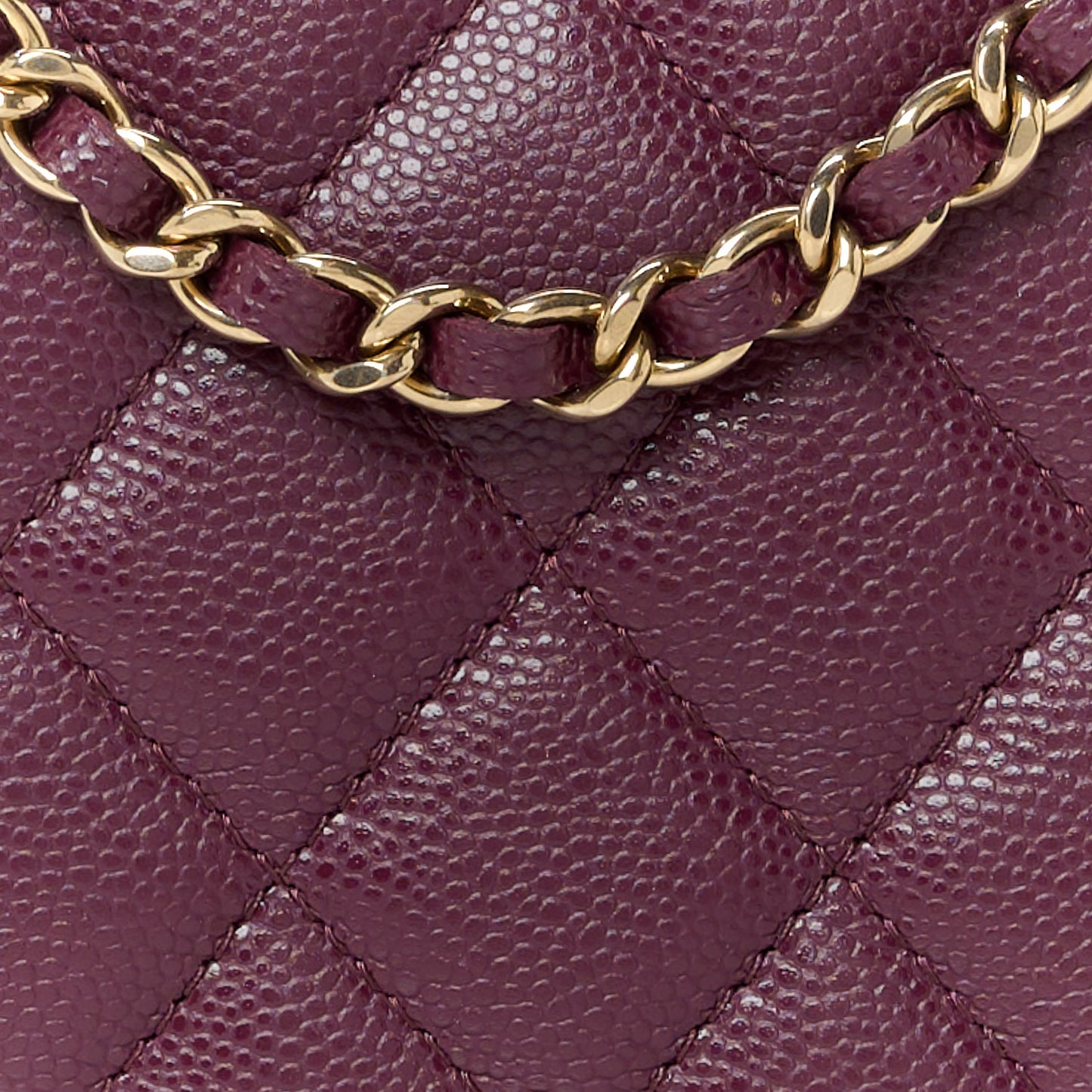 Caviar Quilted Classic Clutch With Chain Dark Burgundy