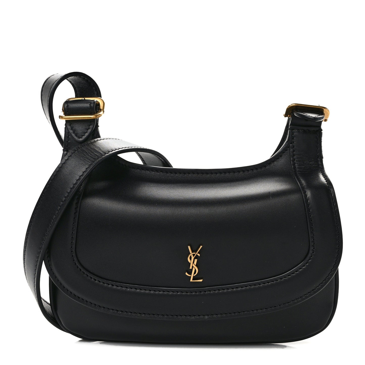 Smooth Calfskin Small Charlie Shoulder Bag Black