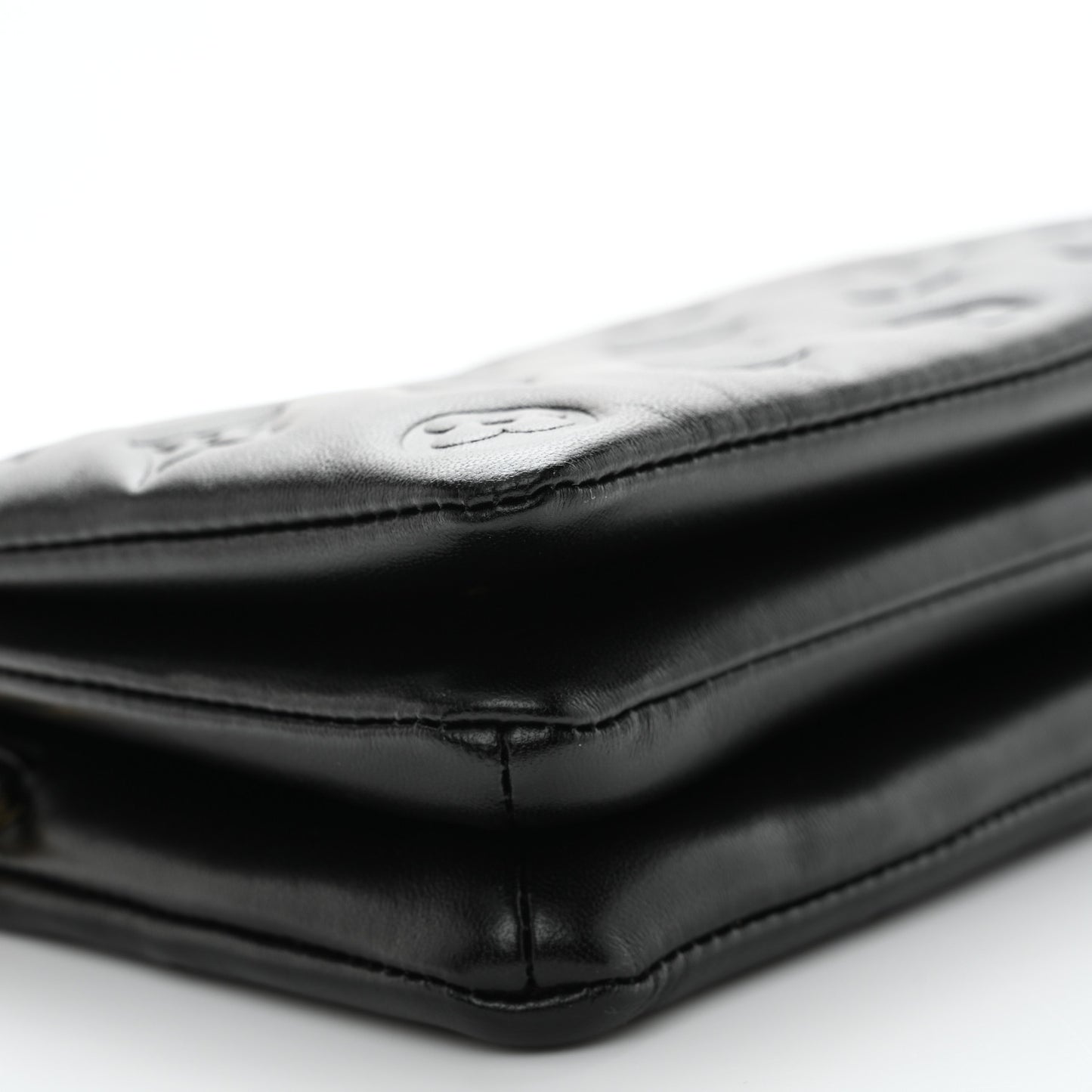 Lambskin Embossed Monogram Pochette Coussin Black
