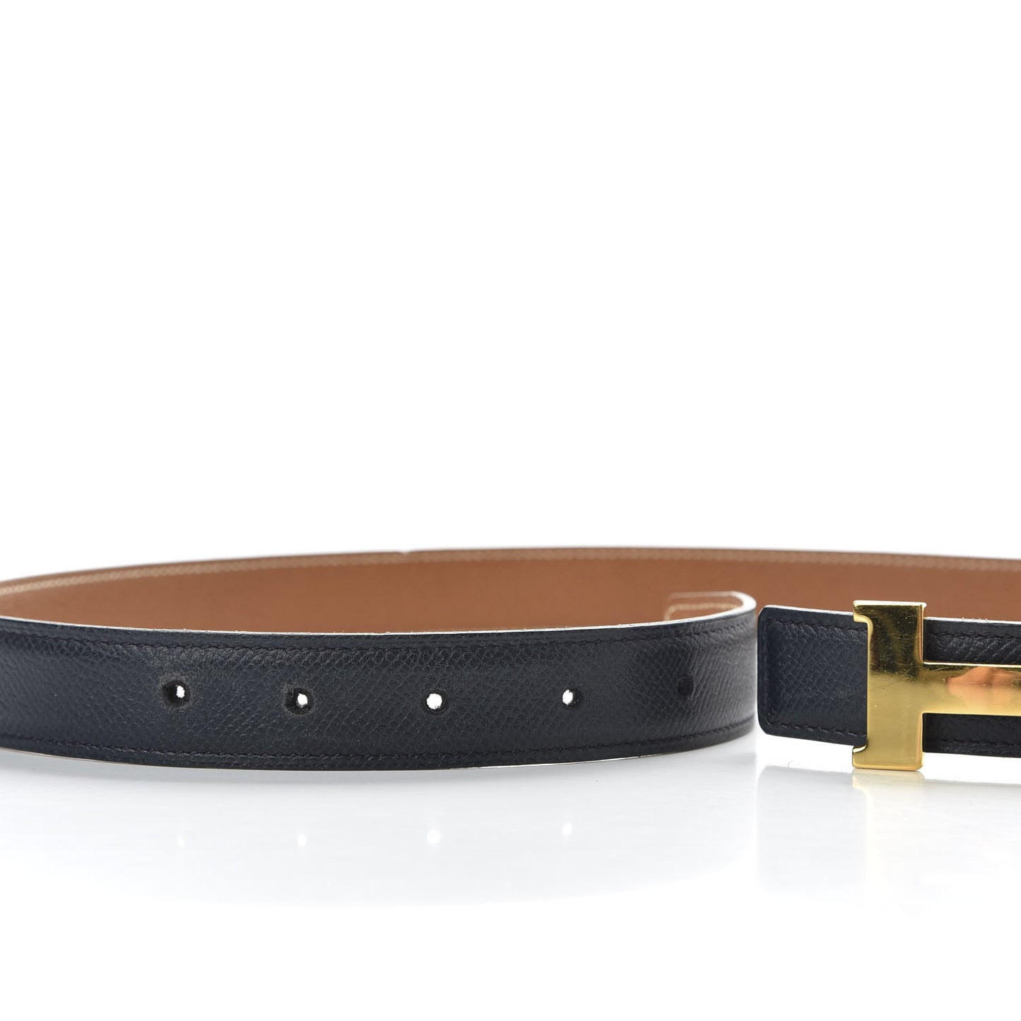 Epsom 24mm Mini Constance H Belt 75 Gold Bleu Indigo