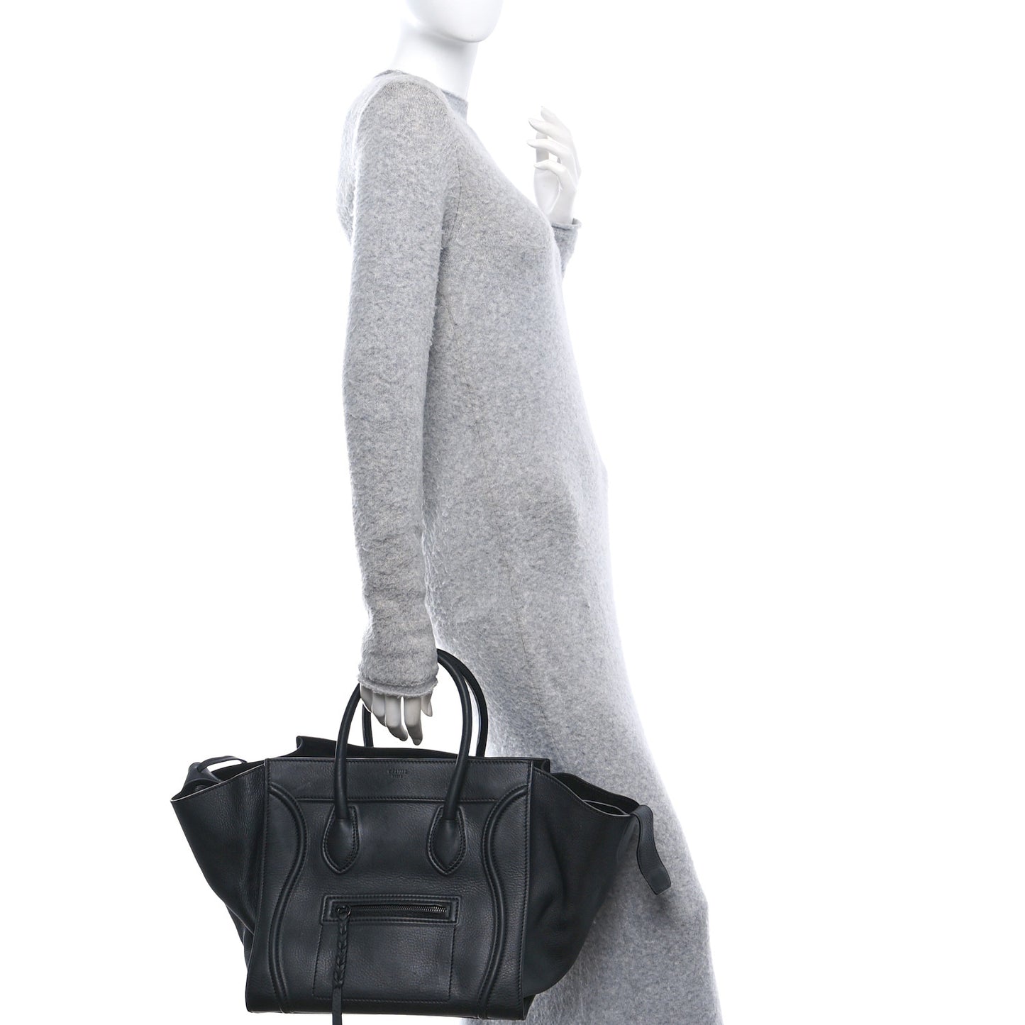 Grained Calfskin Medium Phantom Luggage Black