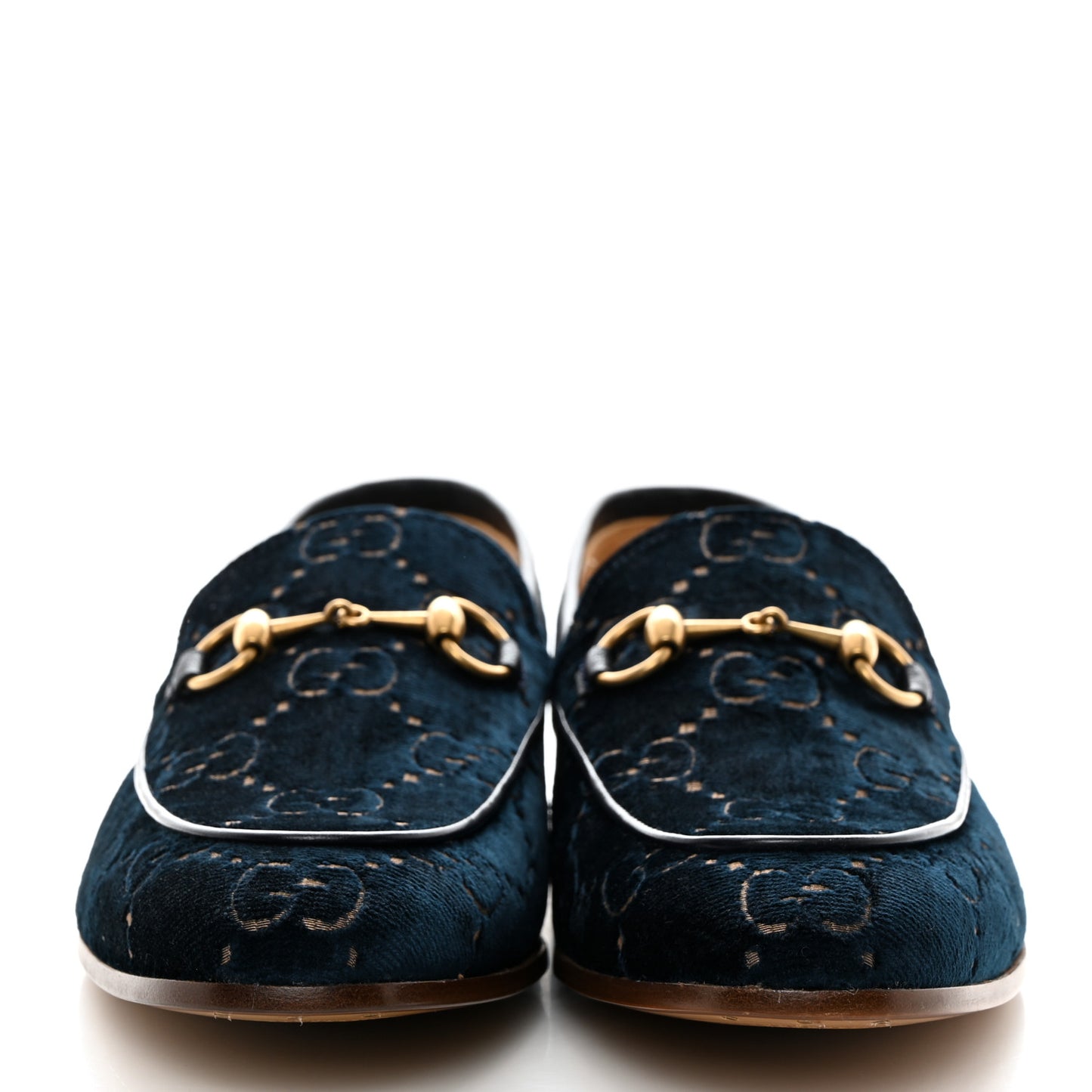 Velvet GG Monogram Horsebit Mens Jordaan Loafers 9.5 Blue Beige