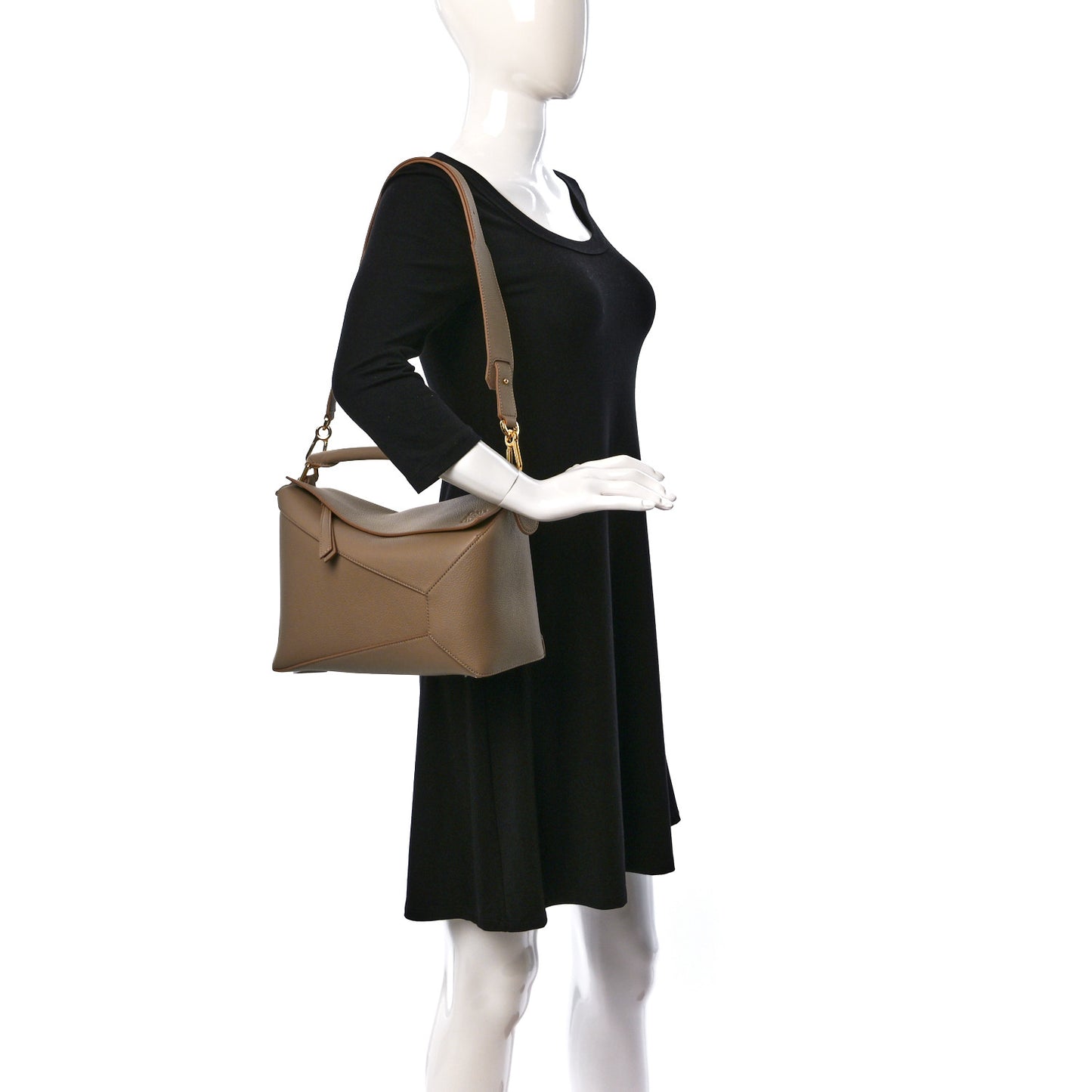 Grained Calfskin Small Puzzle Edge Bag Sand