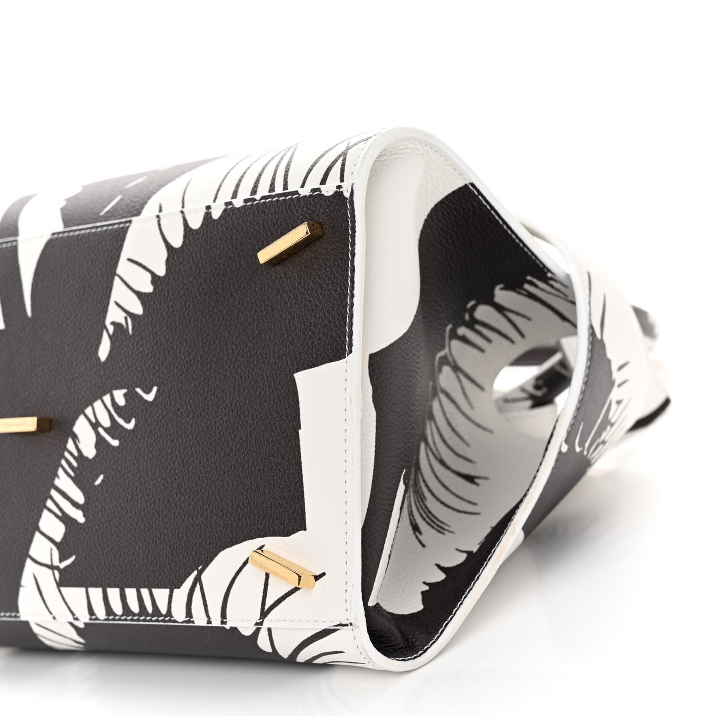 Natural Grain Calfskin Venus Print Small Hug Bag Optic White Testa Di Moro