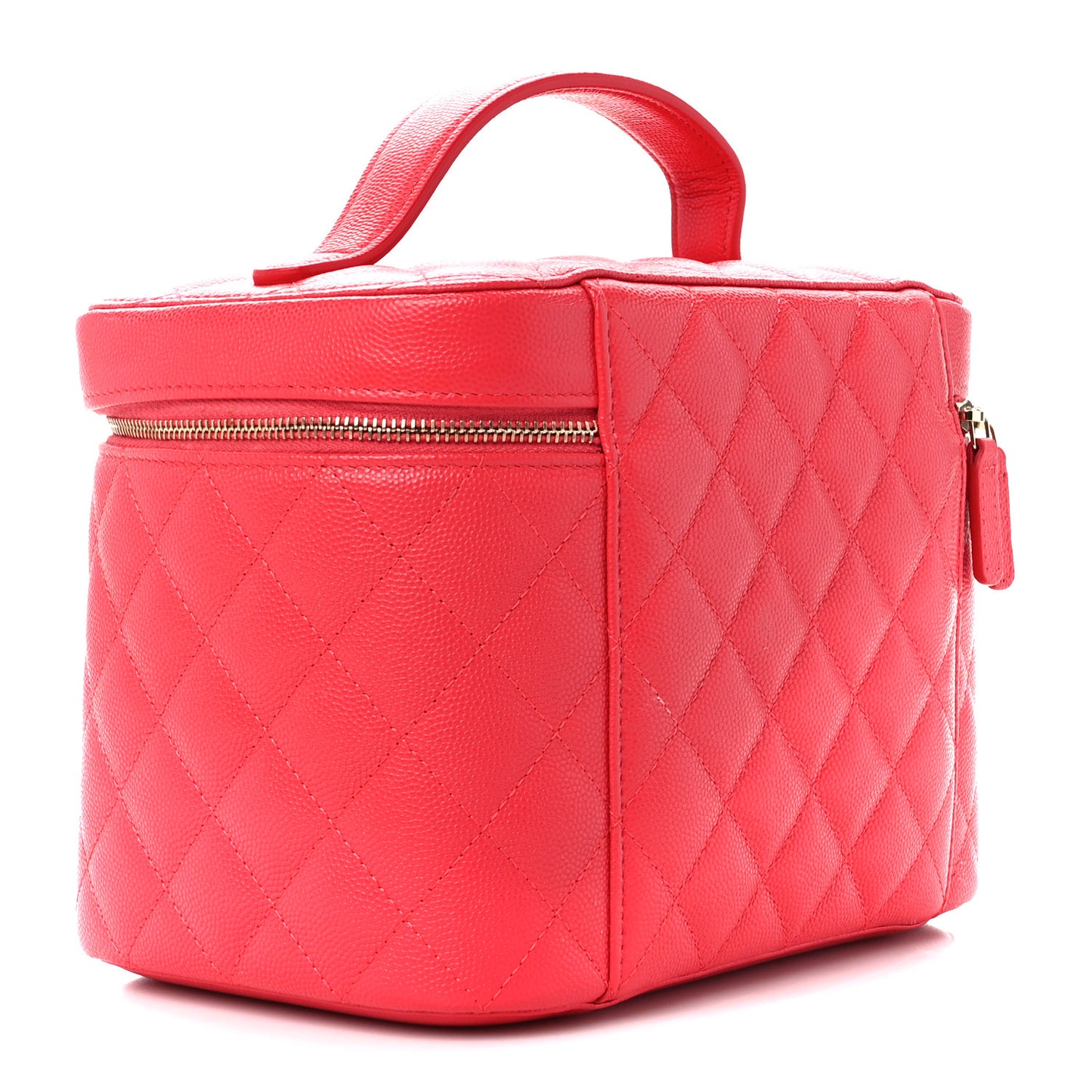 Caviar Quilted Large Vanity Pouch Red
