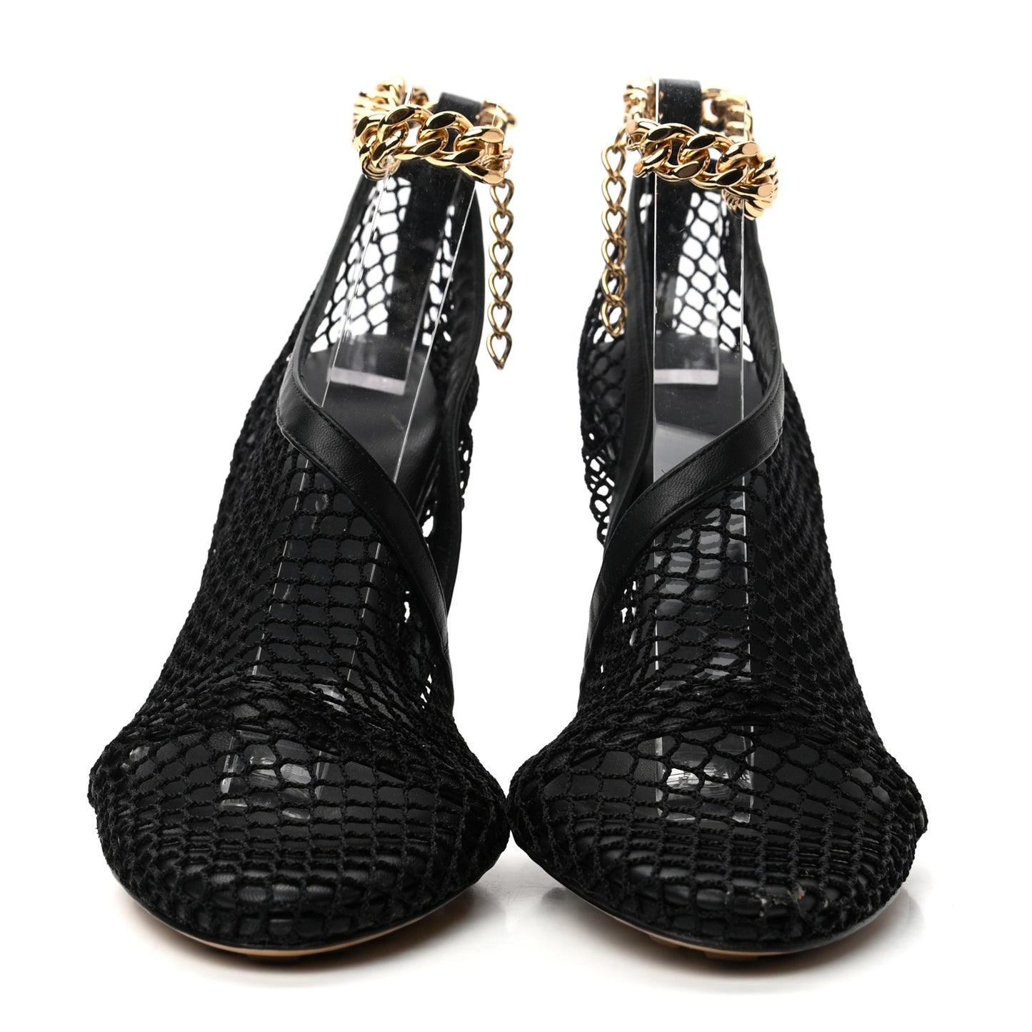 Mesh Nappa Chunky Chain Sandals 37 Black