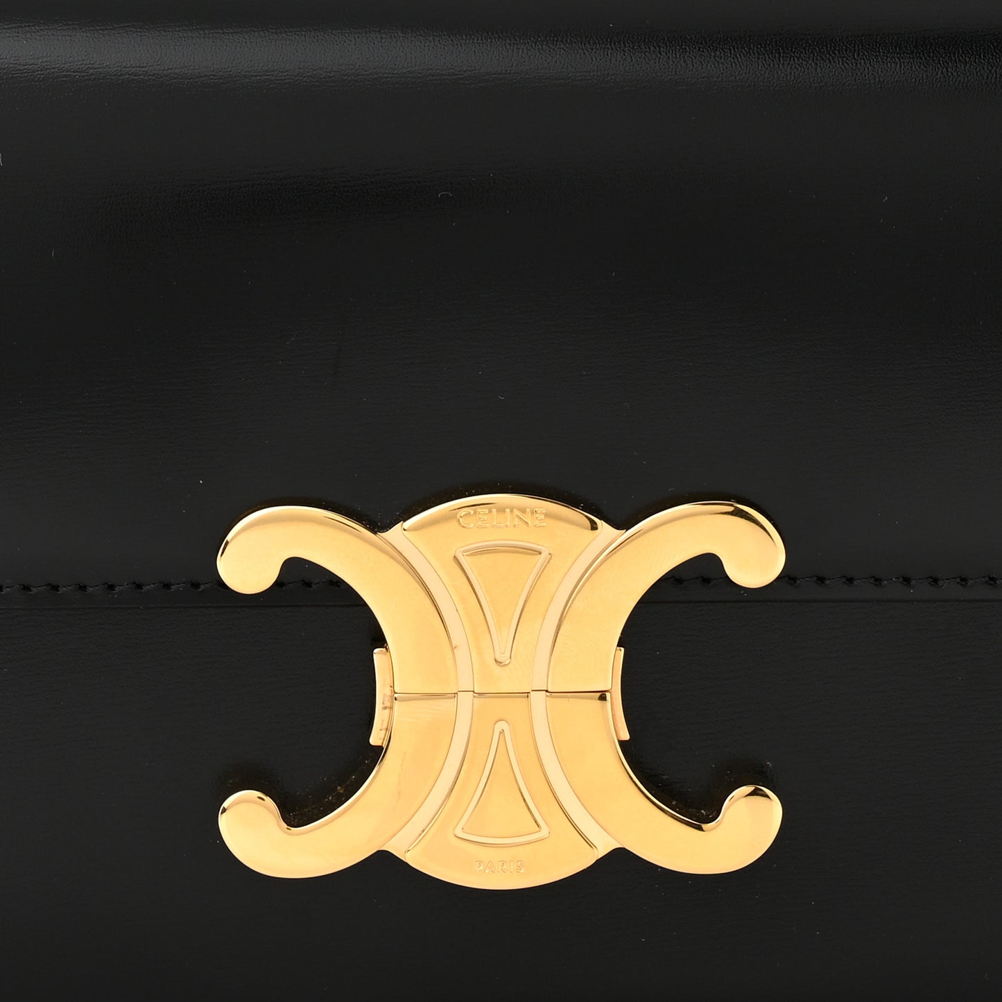 Shiny Calfskin Triomphe Shoulder Bag Black