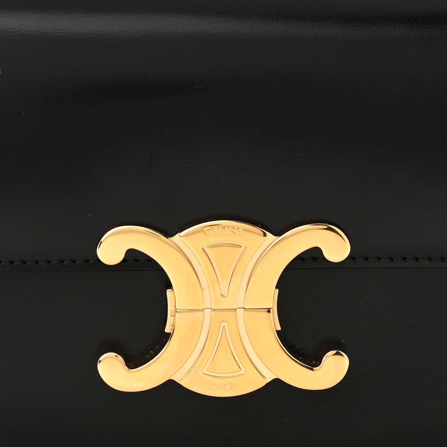 Celine Shiny Calfskin Triomphe Shoulder Bag Black 9 of 12
