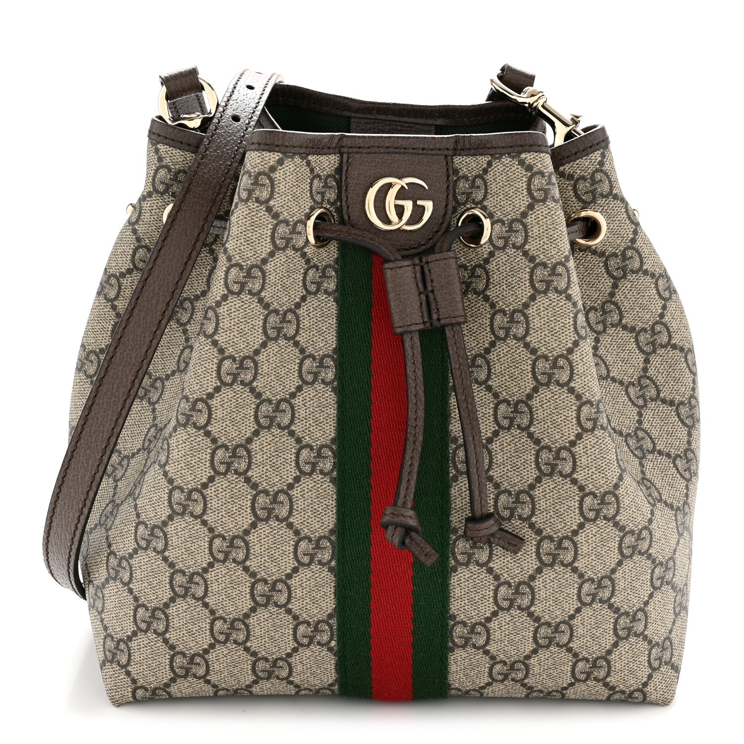Gucci GG Supreme Monogram Web Small Ophidia Top Handle Bucket Bag
