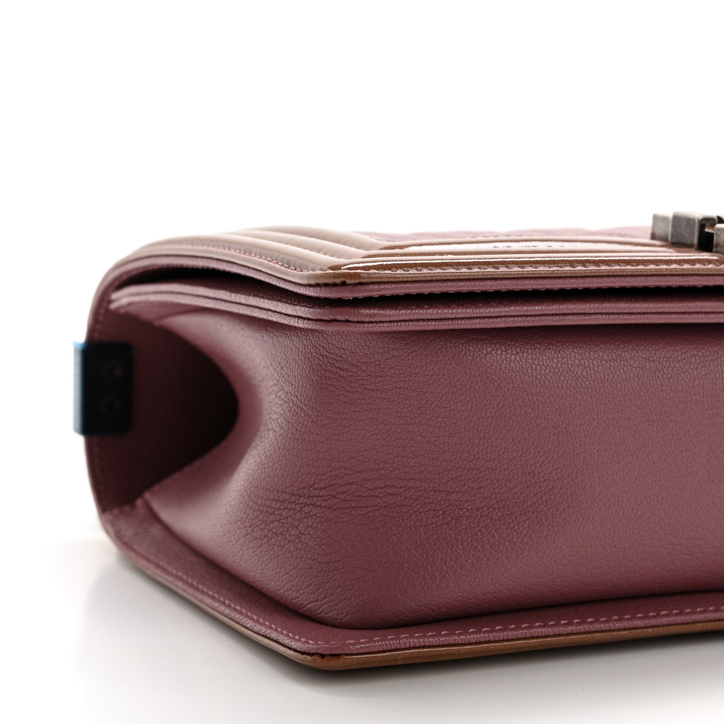 Goatskin Quilted Patent Medium Duo Boy Flap Pink Tan