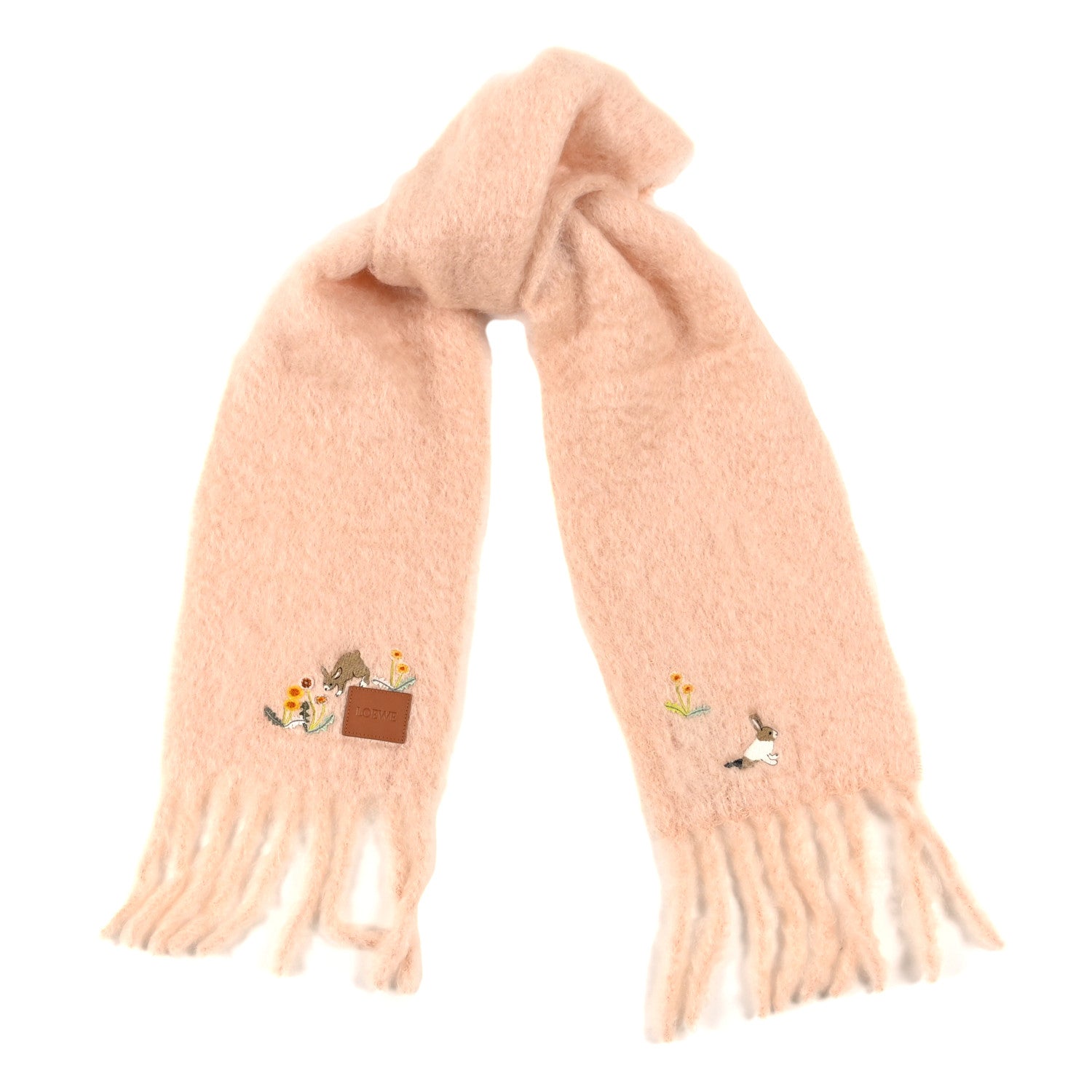 Loewe X SUNA FUJITA Mohair Wool Bunny Scarf Light Peach 1762166