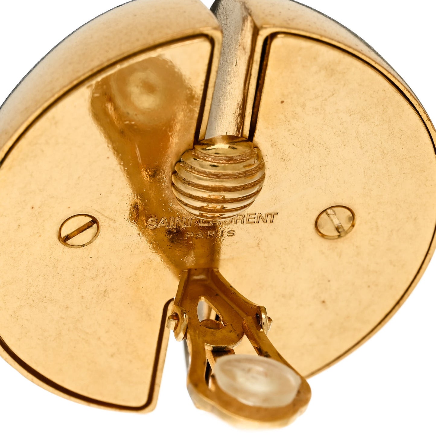 Brass Double Half Ball Clip On Earrings Gold