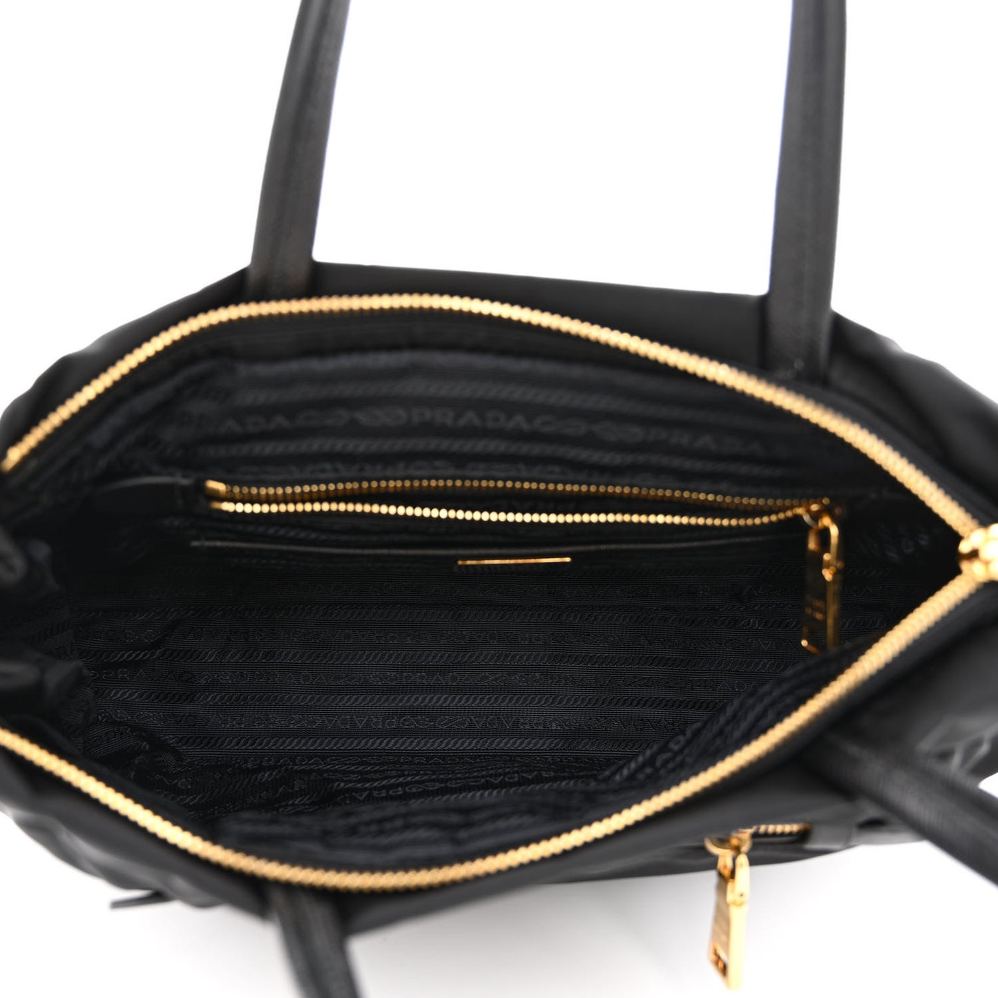 Tessuto Nylon Saffiano Shopping Tote Black