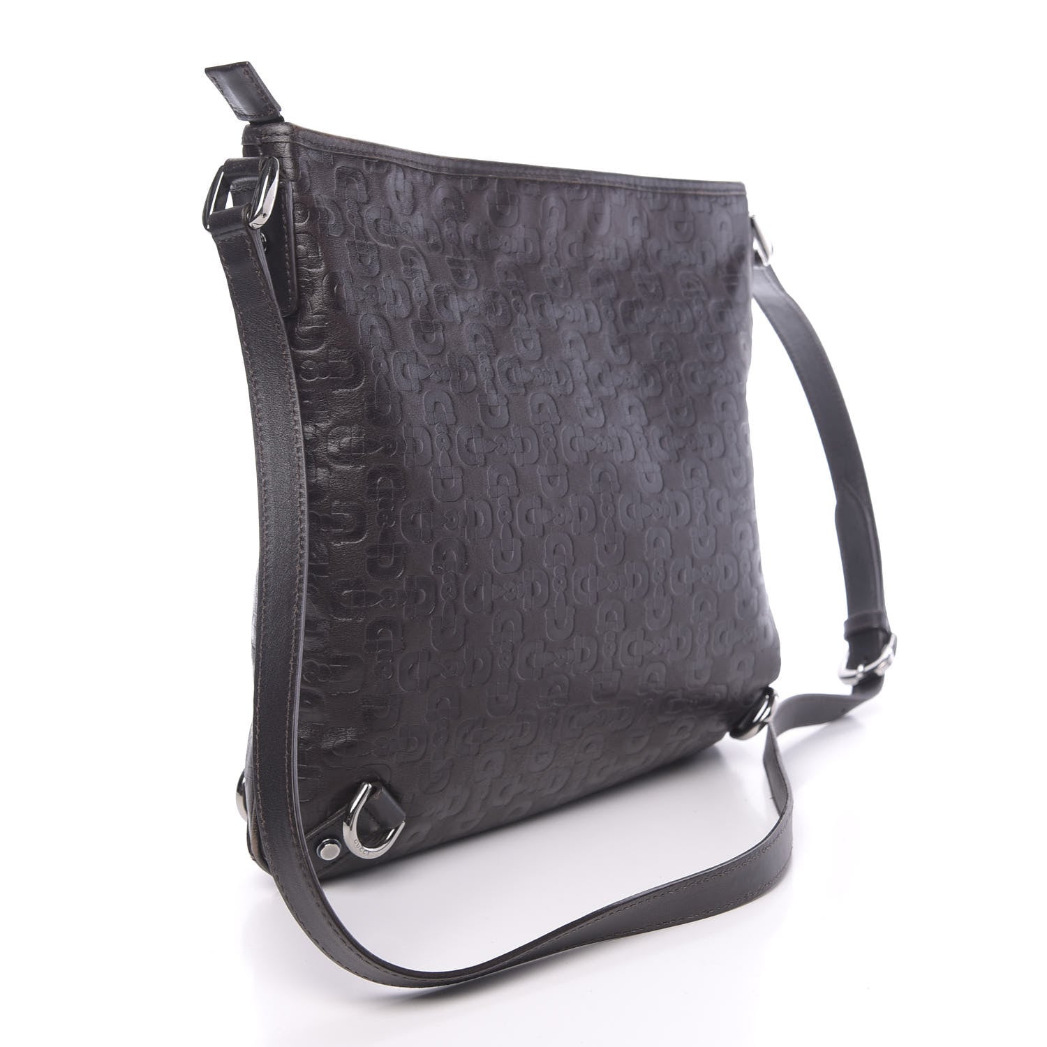 Gucci Calfskin Horsebit Embossed Abbey Messenger Dark Brown 3 of 10