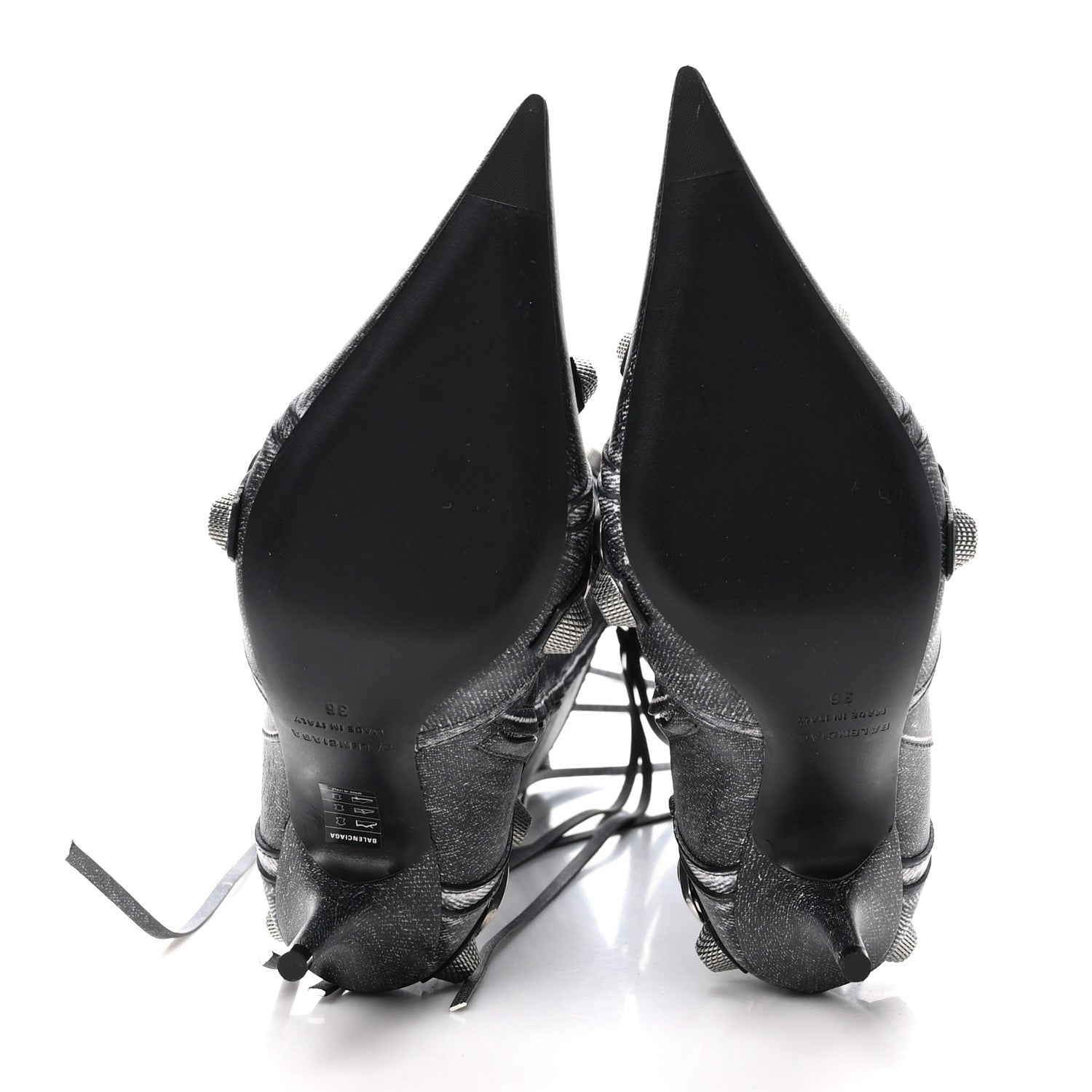 Balenciaga Lambskin Printed Denim Cagole 90mm Boots 36 Black 5 of 7