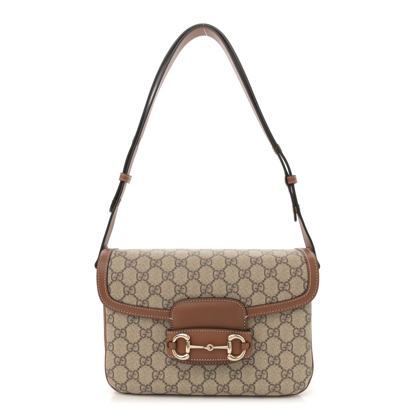 GG Supreme Monogram Horsebit 1955 Soft Small Shoulder Bag Beige Brown