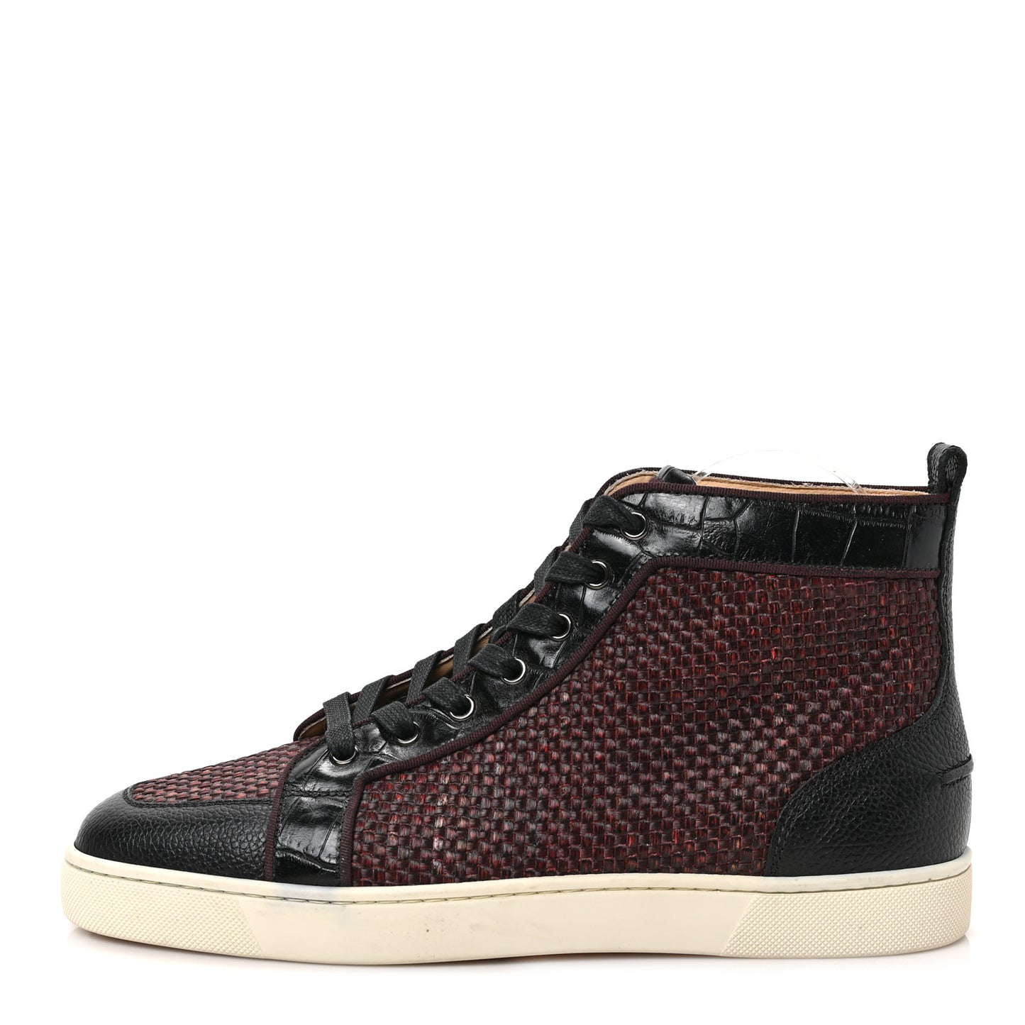 Raffia Crocodile Embossed Rantus Mens Orlato Flat Sneakers 42.5 Bordeaux