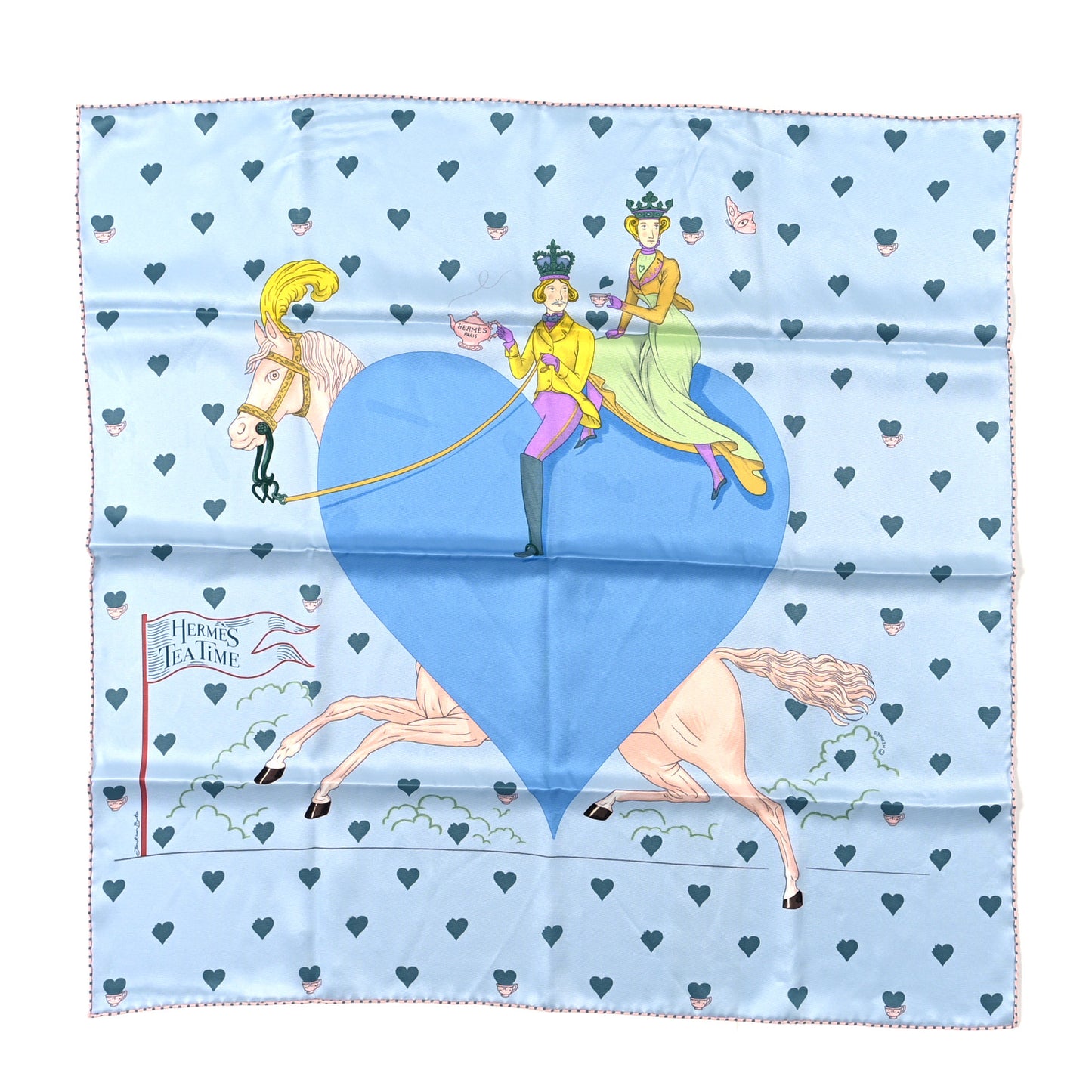 Silk Tea Time Scarf 70 Bleu Ciel Bleu Azur