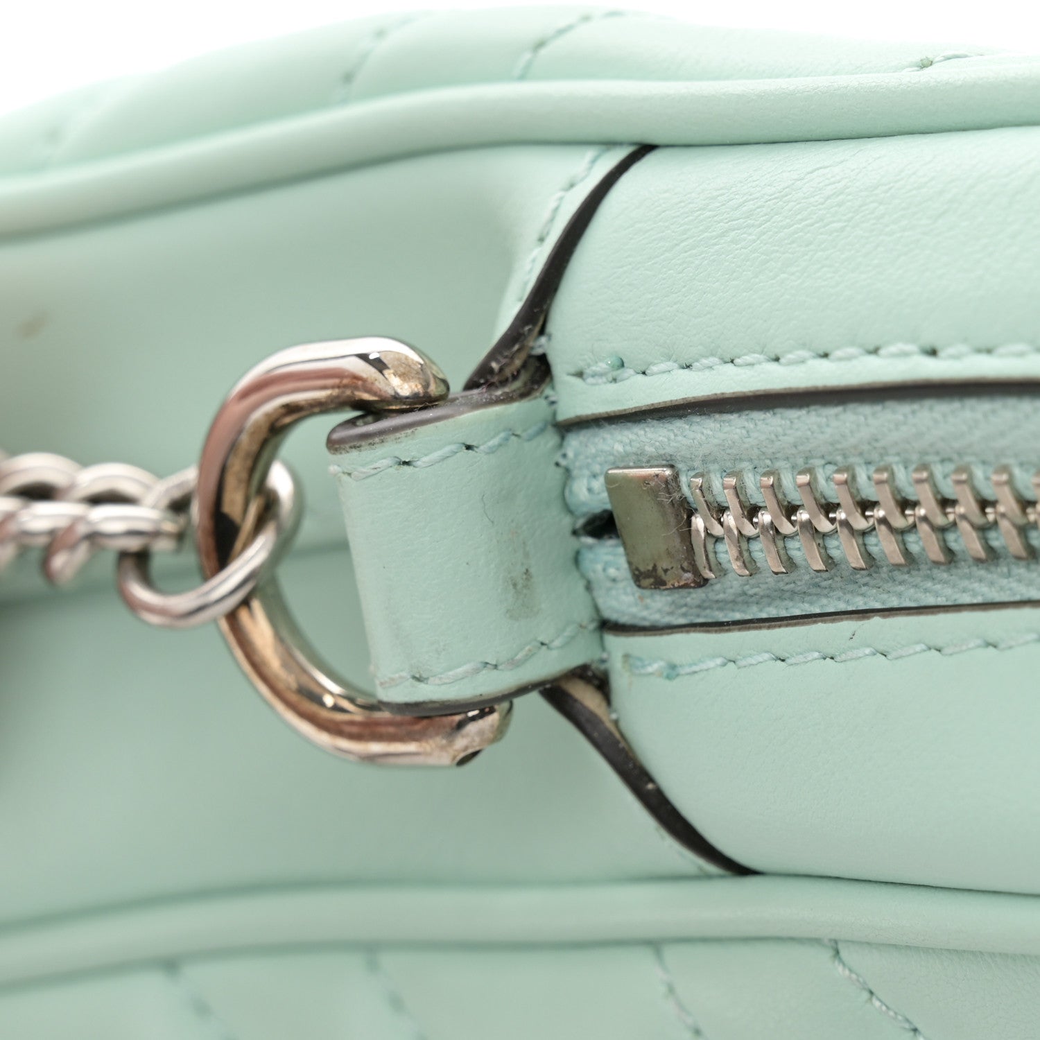 Gucci Calfskin Matelasse Mini GG Marmont Crossbody Bag Water Green 12 of 13