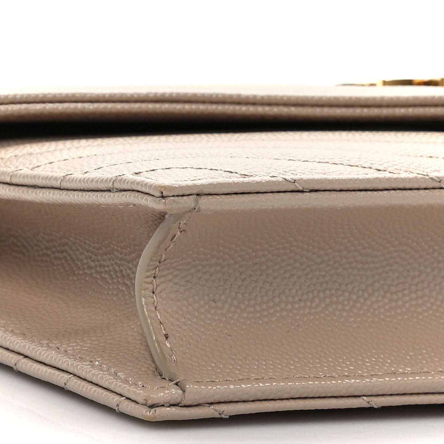 Grain De Poudre Matelasse Chevron Monogram Envelope Chain Wallet Dark Beige