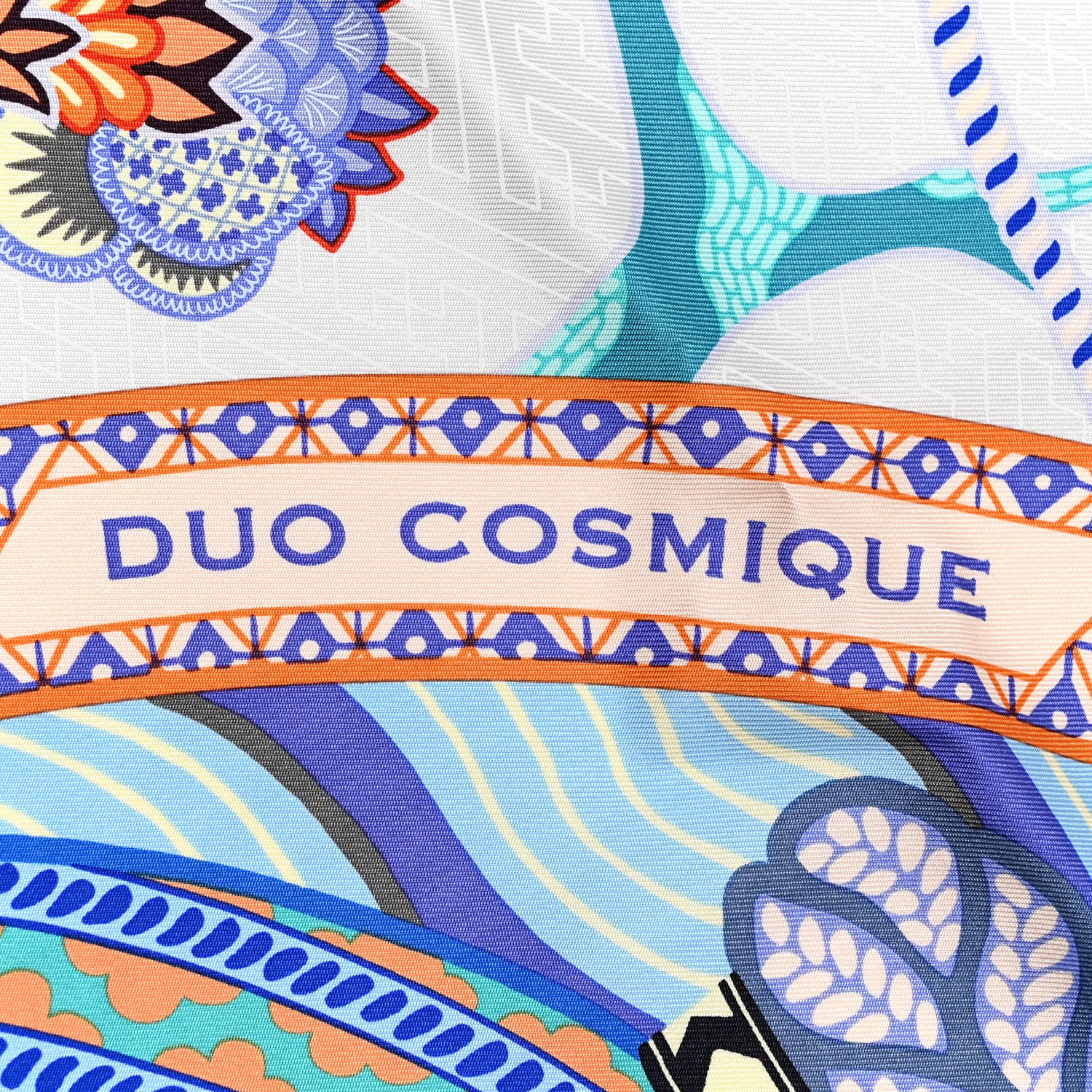 Hermes Silk Twill Duo Cosmique Scarf 90 Rose Pale Bleu Orange 3 of 6