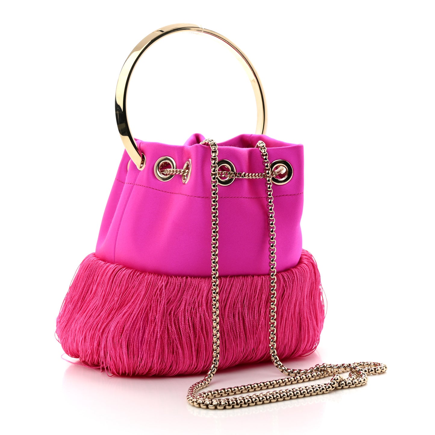 Satin Fringe Bon Bon Bag Fuchsia