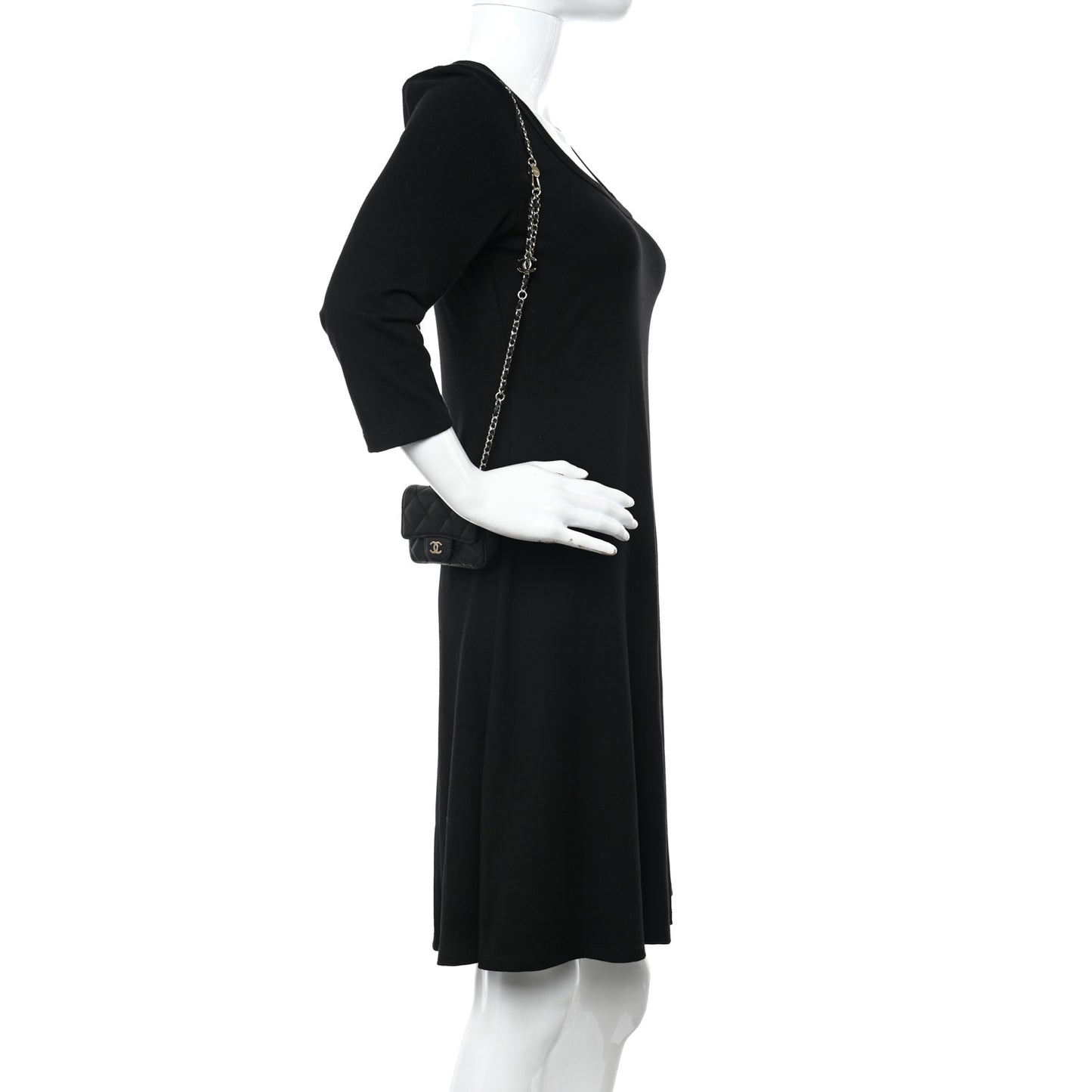 Caviar Quilted Mini Chain Belt Bag Black