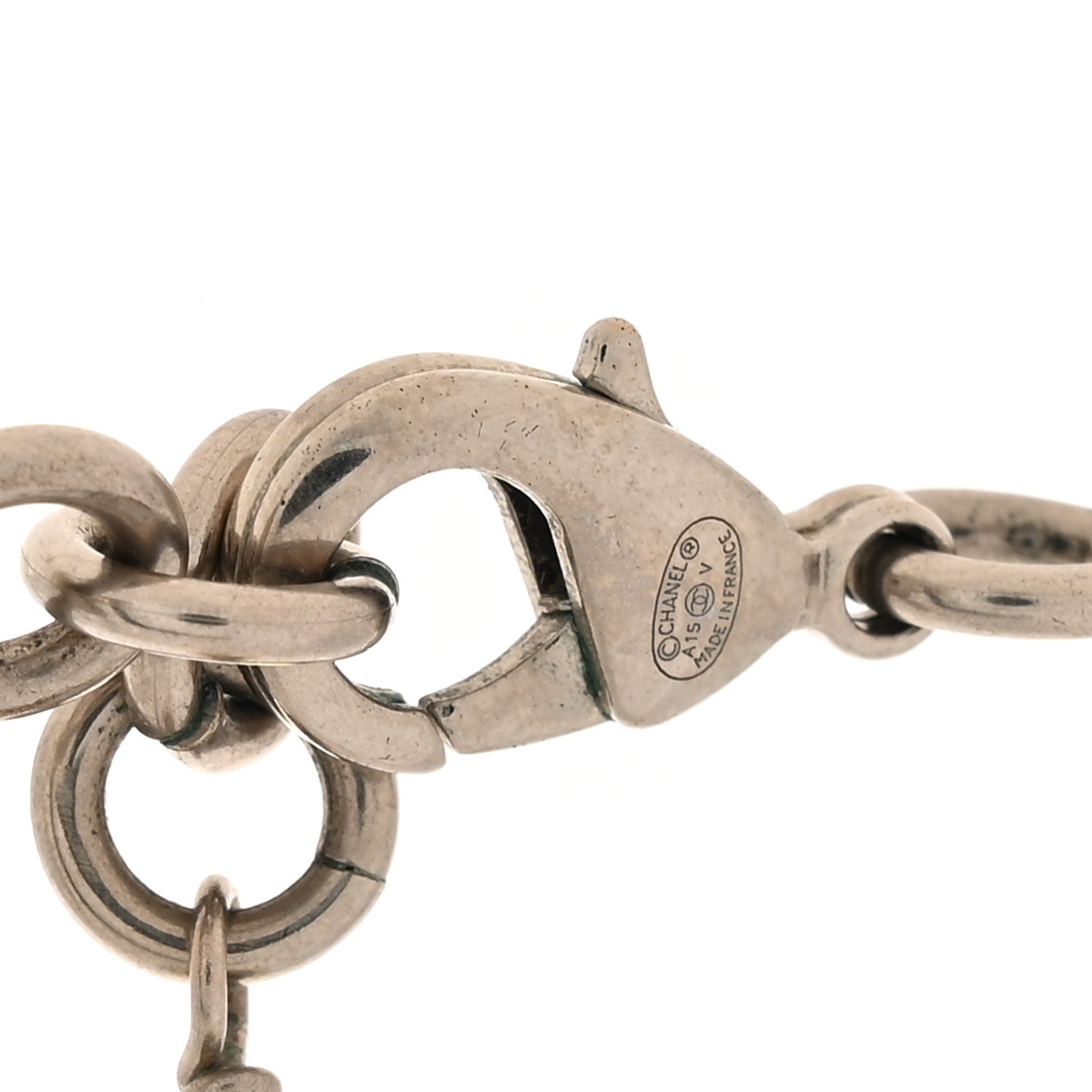 Chanel Crystal Pearl CC Long Necklace Silver 4 of 5