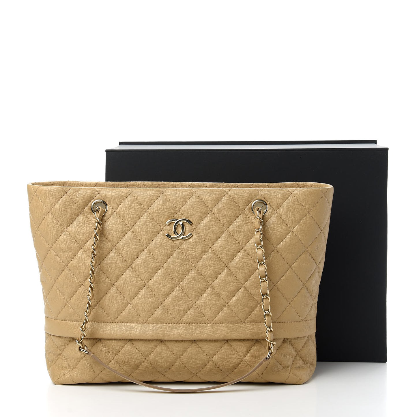 Caviar Quilted Rolled Up Tote Beige