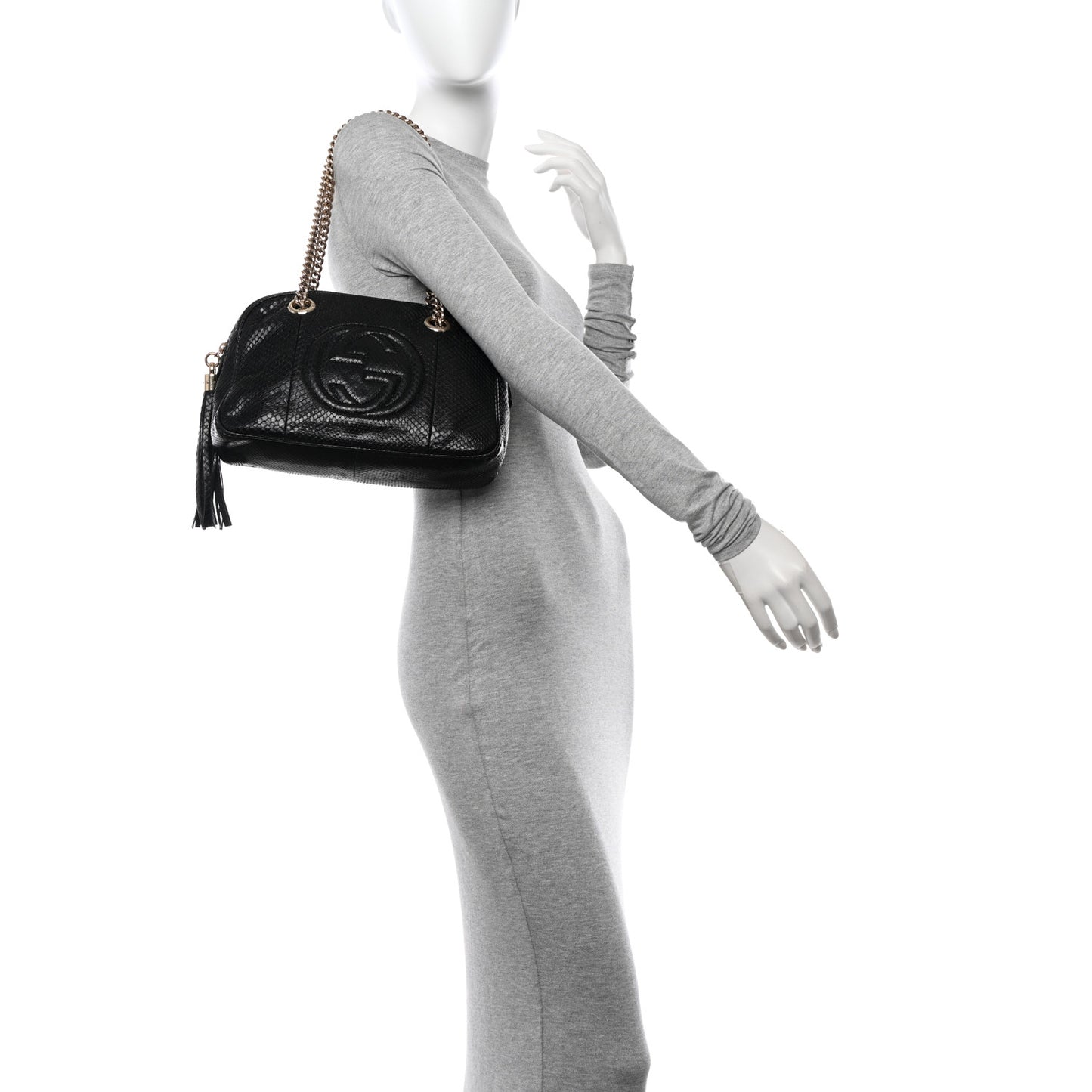 Snakeskin Small Soho Bowler Black