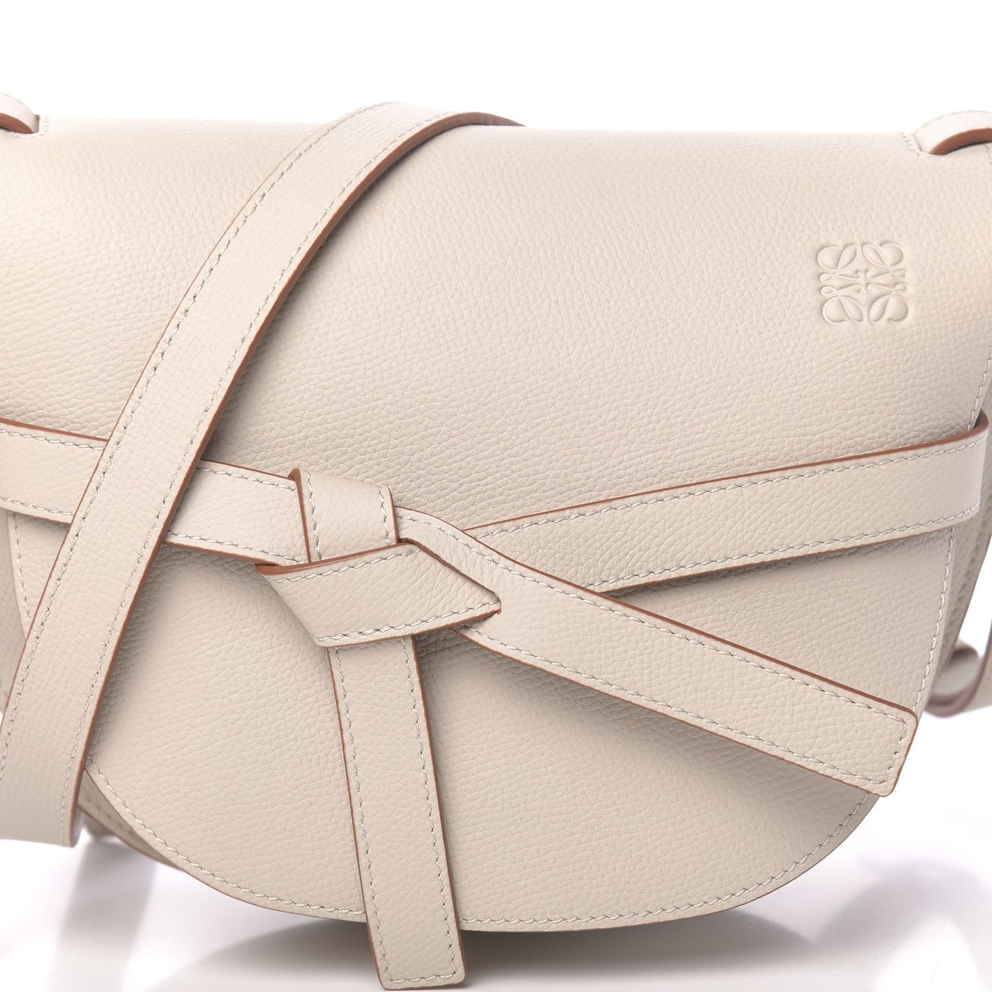 Grained Calfskin Small Gate Crossbody Bag Light Ghost