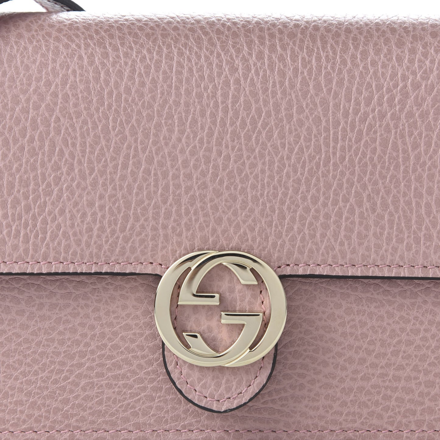 Dollar Calfskin Interlocking G Chain Wallet Soft Pink