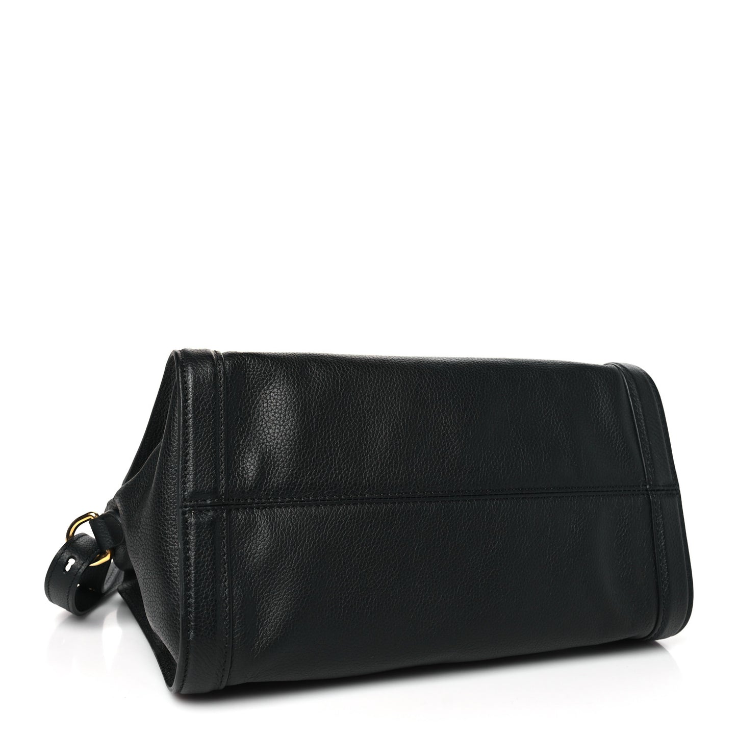 Pebbled Calfskin Small Skull Padlock Zip Around Tote Black