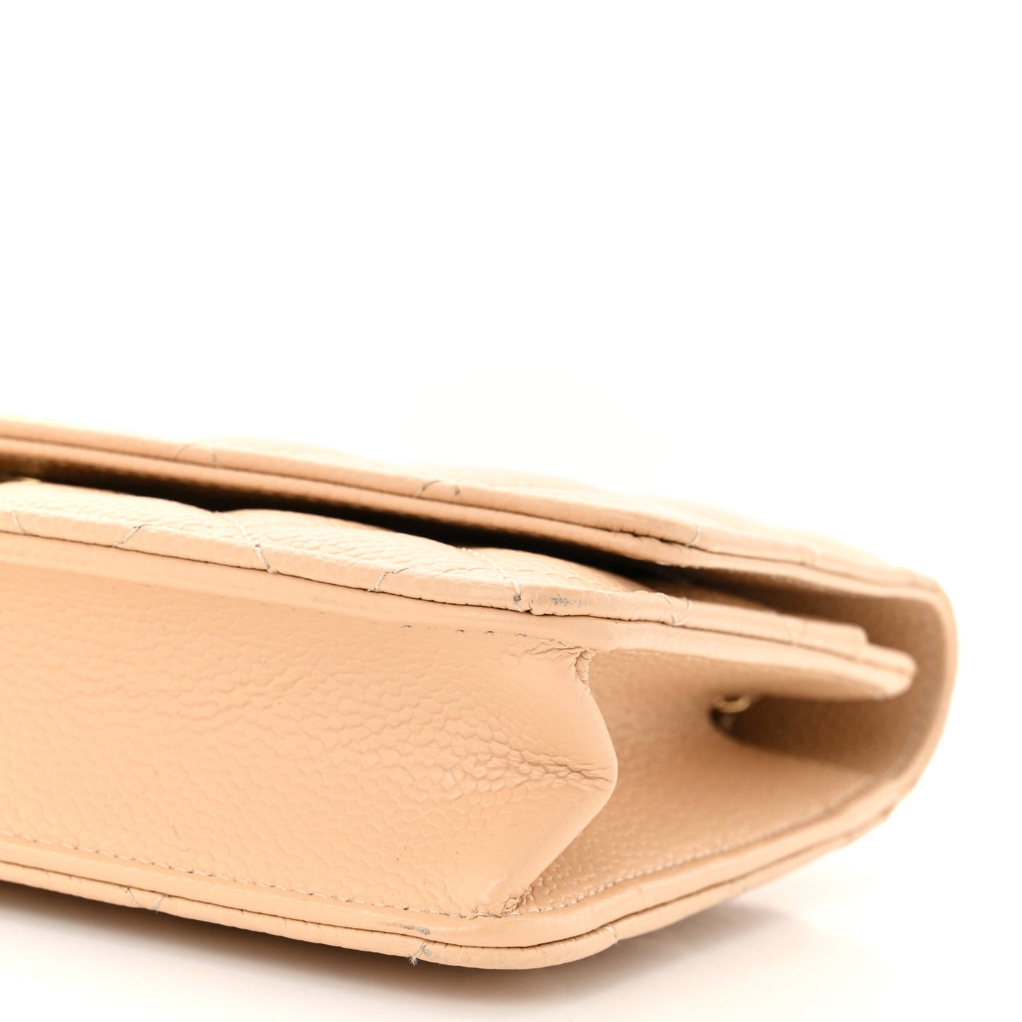 Caviar Quilted Wallet On Chain WOC Beige