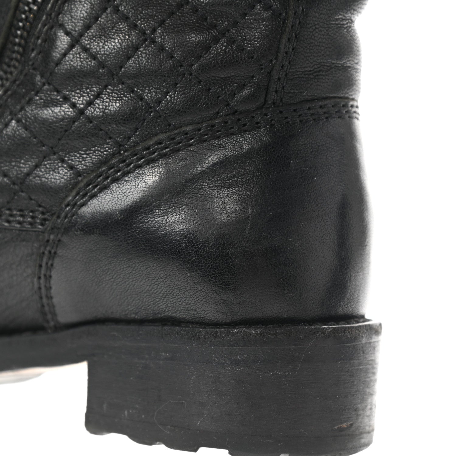 Chanel Sheepskin Quilted CC Tall Lace Up Combat Boots 36 Black 17 of 18