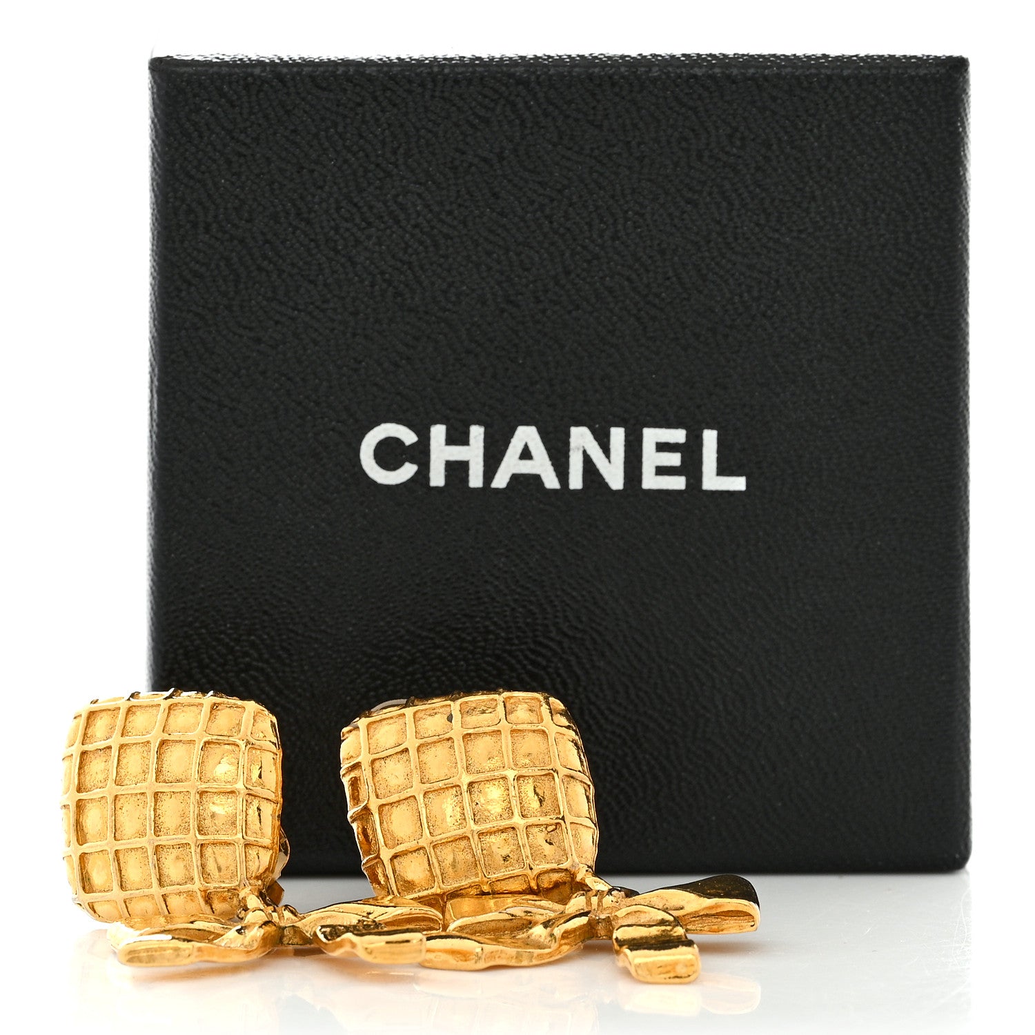 Chanel Metal CC Bow Drop Clip On Earrings Gold 6 of 6