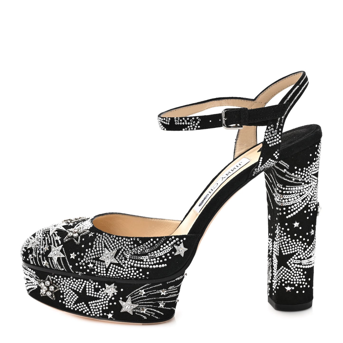 Suede Crystal Supernova Maple 125 Platform Pumps 39 Black