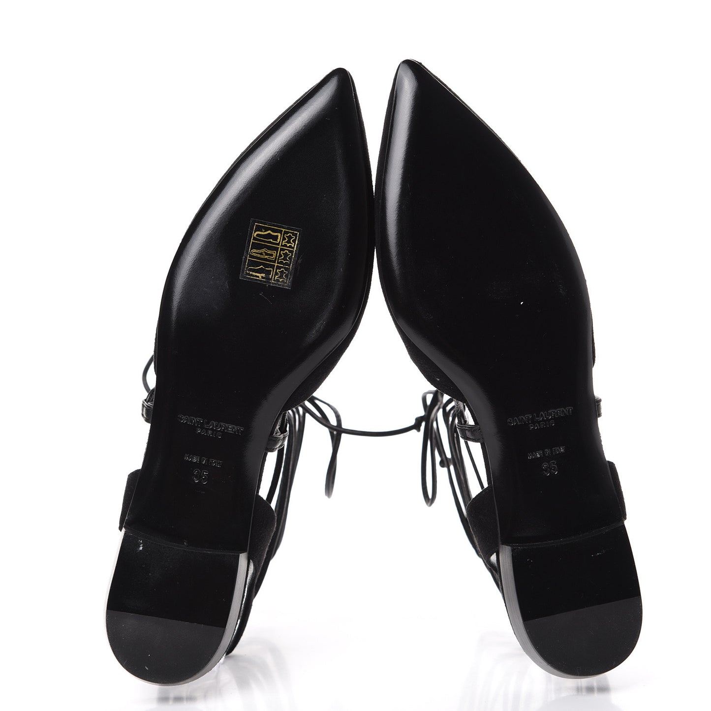 Kid Scamosciato Lace Up Pointed Toe Flats 35 Black