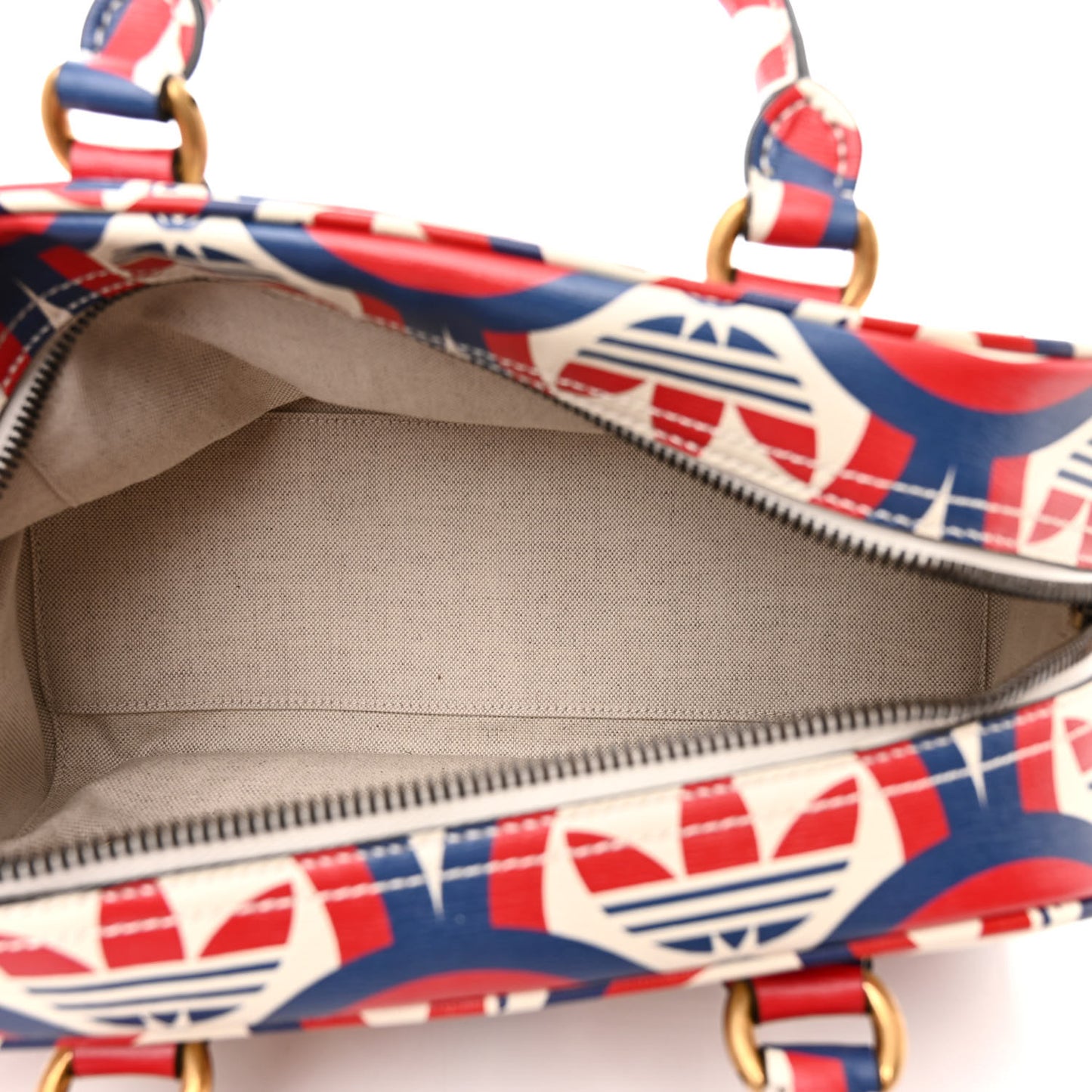 X ADIDAS Shangai Calfskin Web Trefoil Interlocking G Mini Duffle Bag Red White Blue